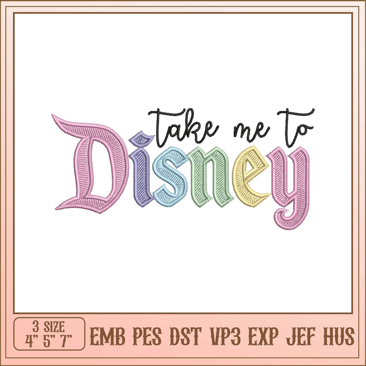 Disney Embroidery Design Pastel