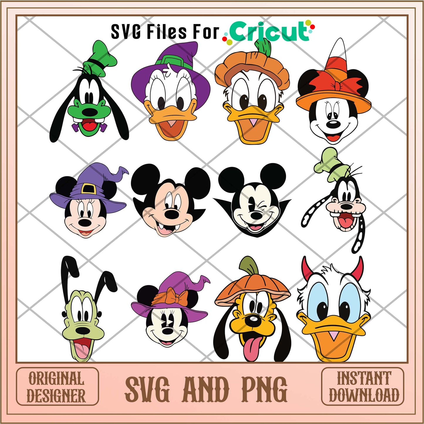 Disney Halloween head SVG bundle
