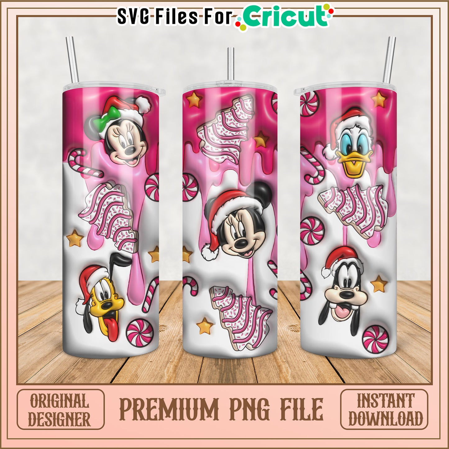 Disney Holiday Tumbler PNG File for Cricut Crafting Projects