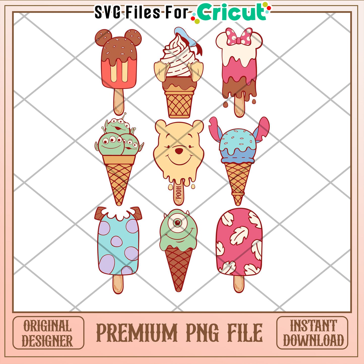 Disney Ice Cream PNG Cricut Files