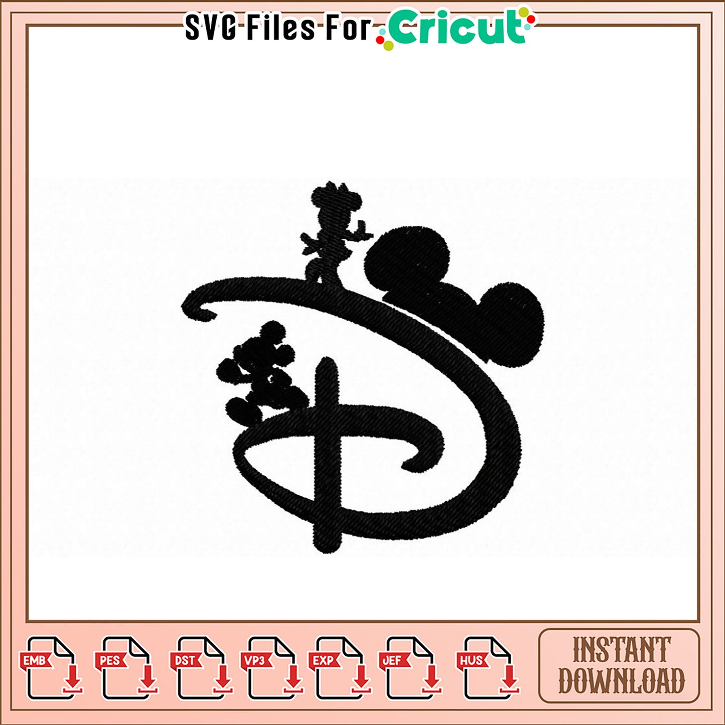 Disney Inspired Embroidery Design for Instant Download