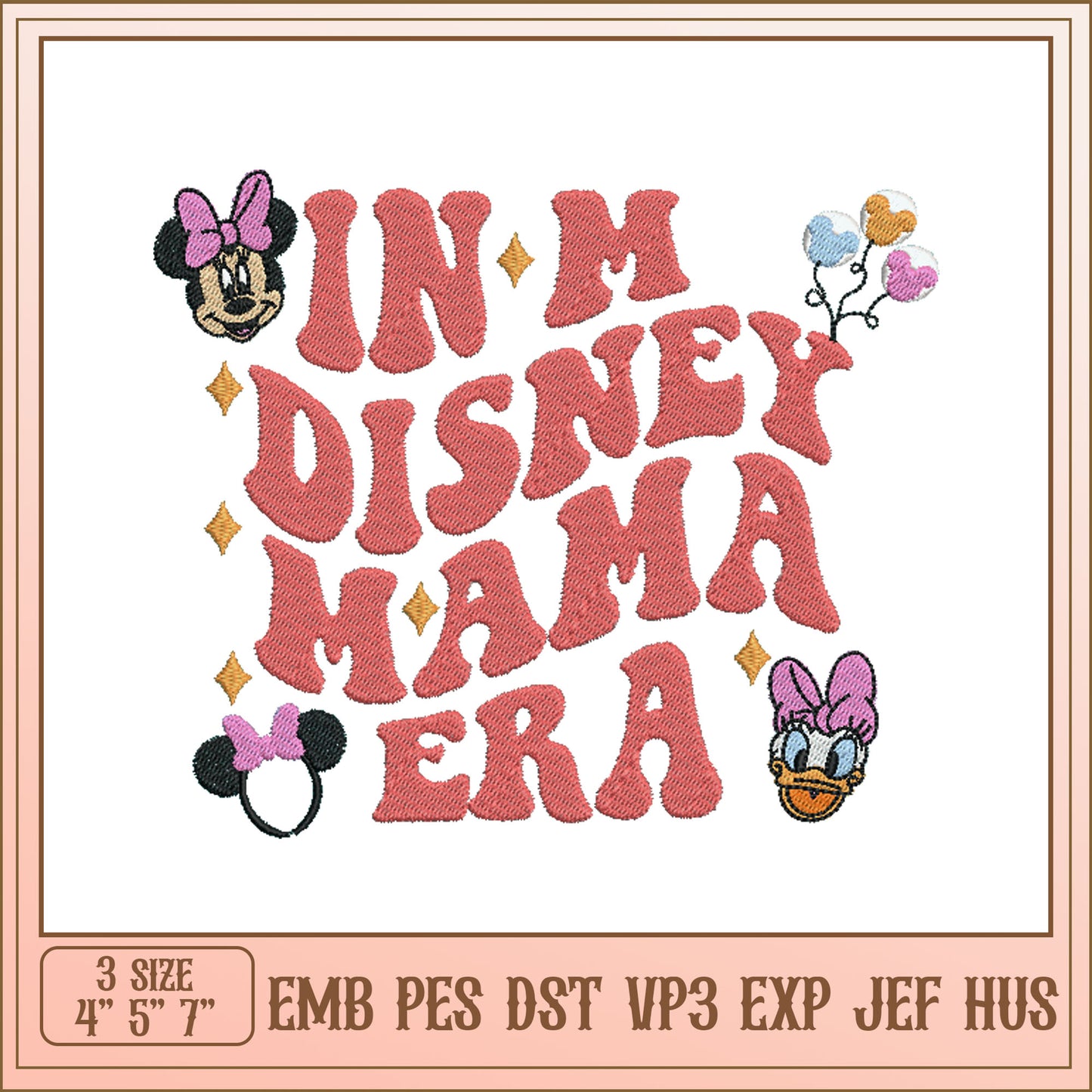 Disney Inspired Embroidery Design for Moms in Three Sizes