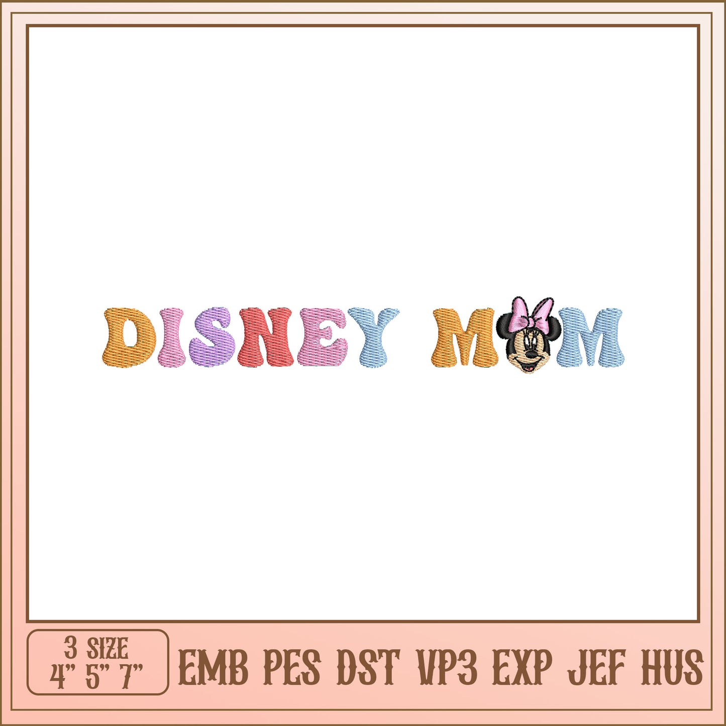 Disney Mom Embroidery Design for Creative Projects 4 5 7 Inch