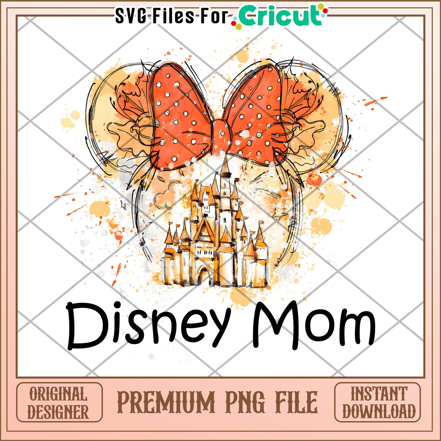 Disney Mom PNG Watercolor Castle Bow