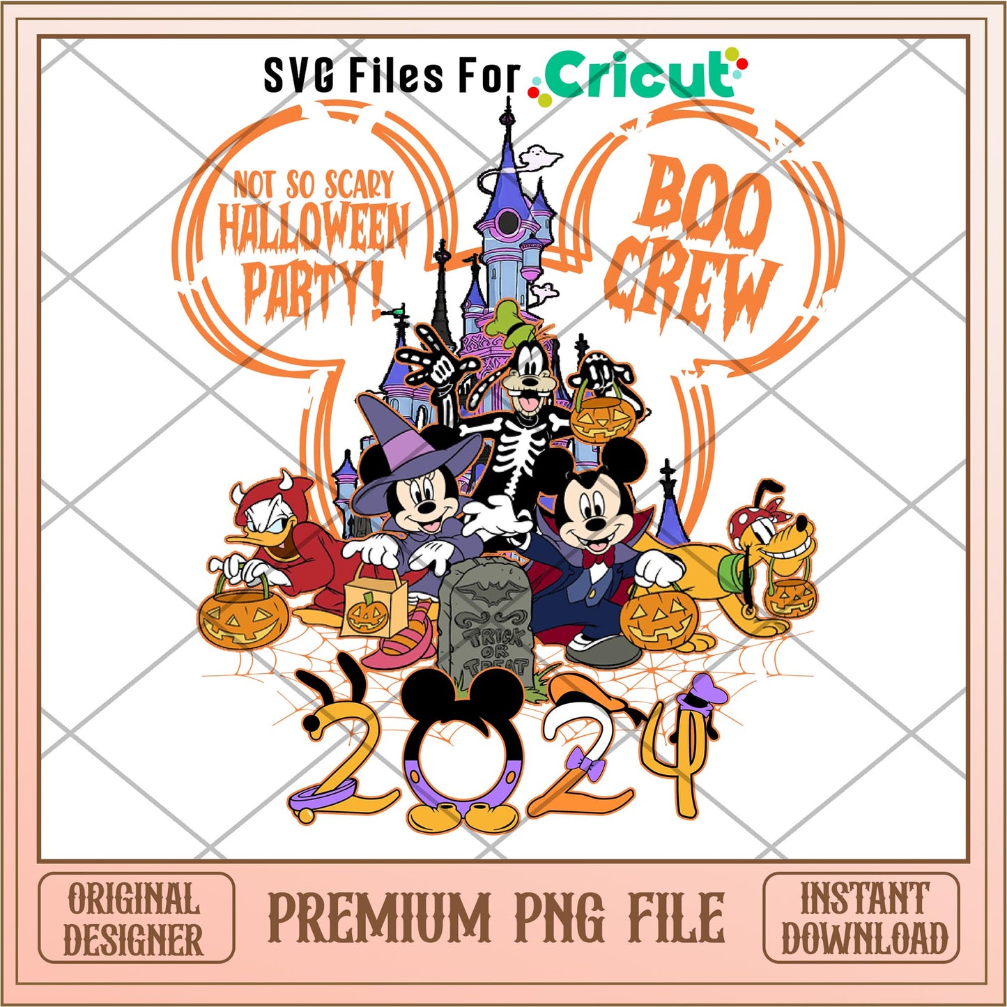 Disney Not So Scary Halloween Party boo crew png, Disney characters png, Digital Download