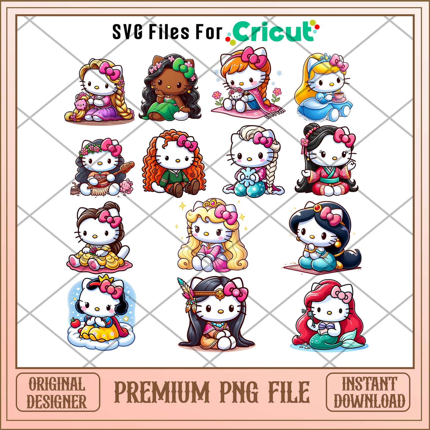 Hello Kitty Princess png bundle, Hello Kitty chibi bundle, Hello Kitty png