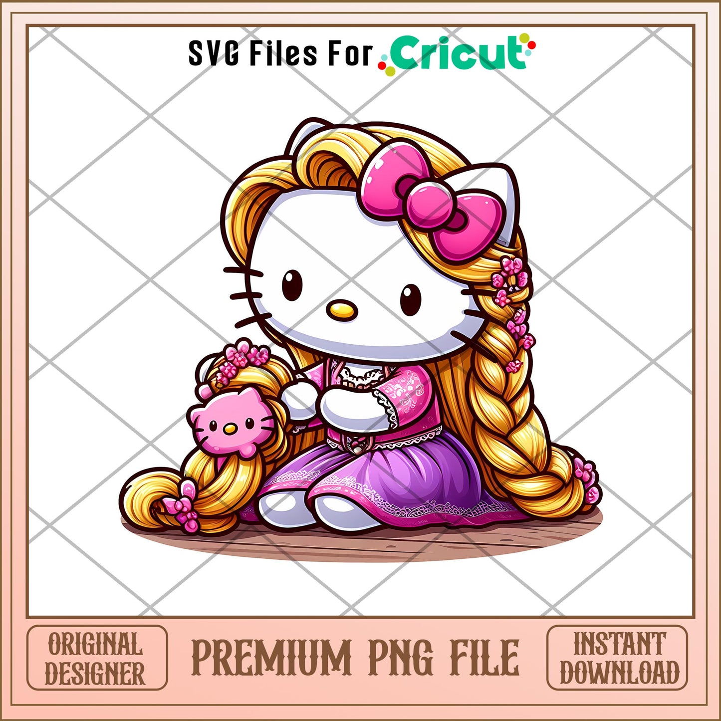 Disney Princess Hello Kitty Rapunzel png, Disney princess name png, digital download