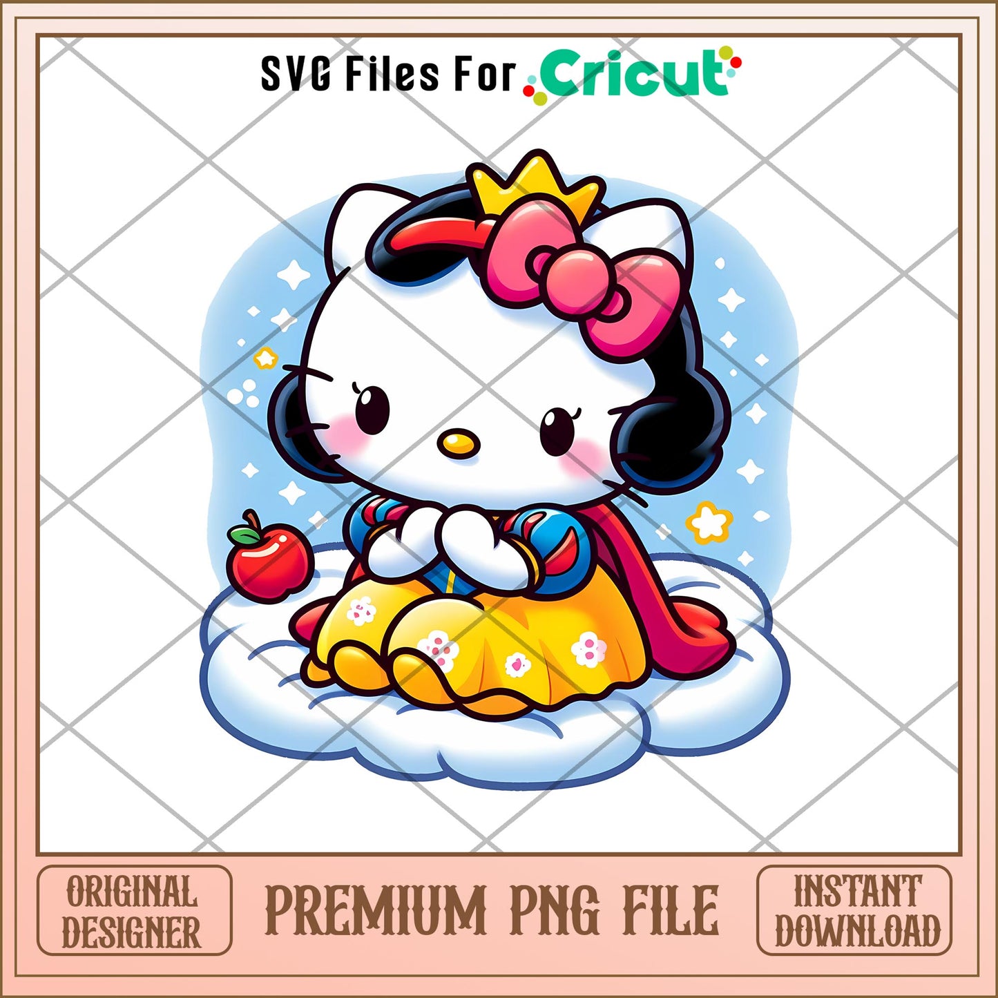 Disney Princess Snow White Hello Kitty png, Disney princess name png, digital download