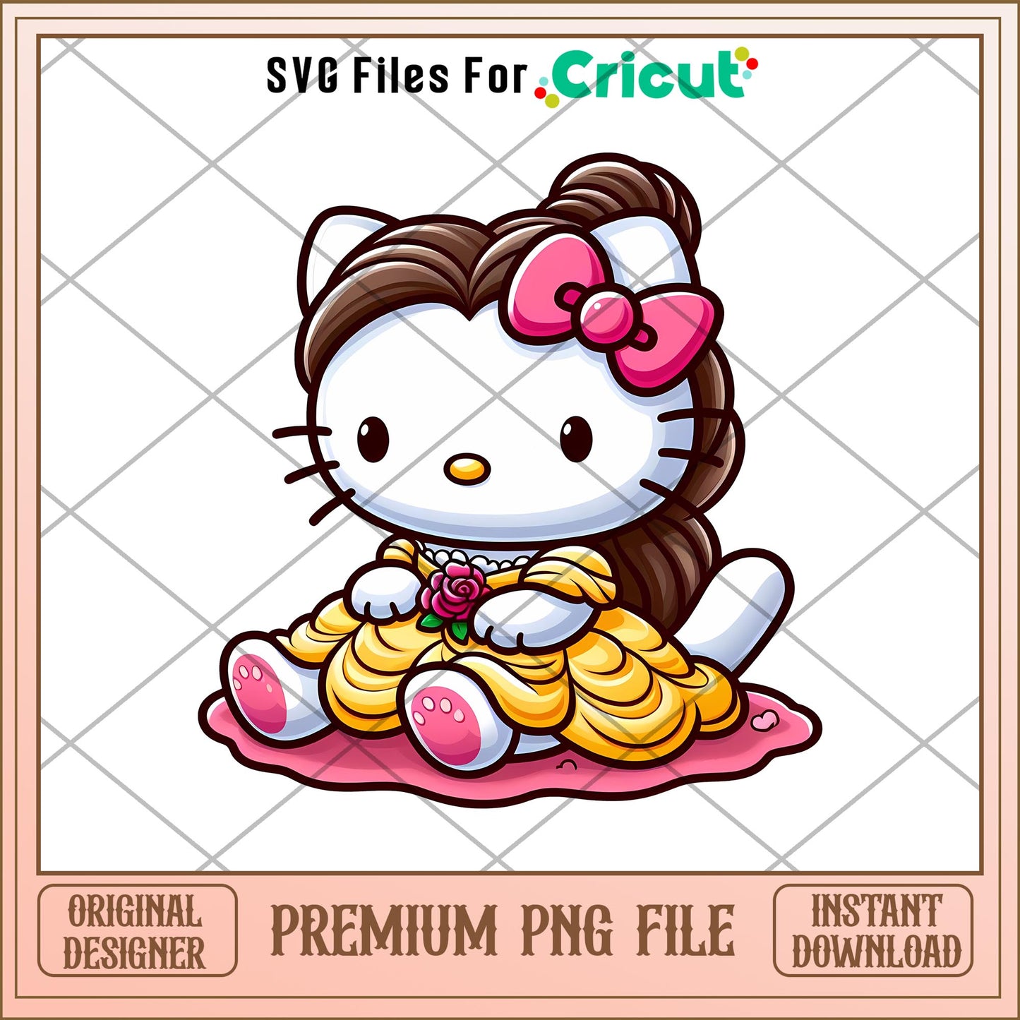 Disney Princess belle Hello Kitty png, Disney princess name png, digital download