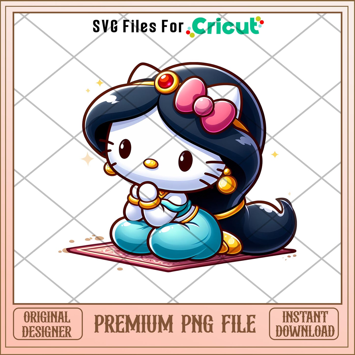 Disney Princess jasmine Hello Kitty png, Disney princess name png, digital download