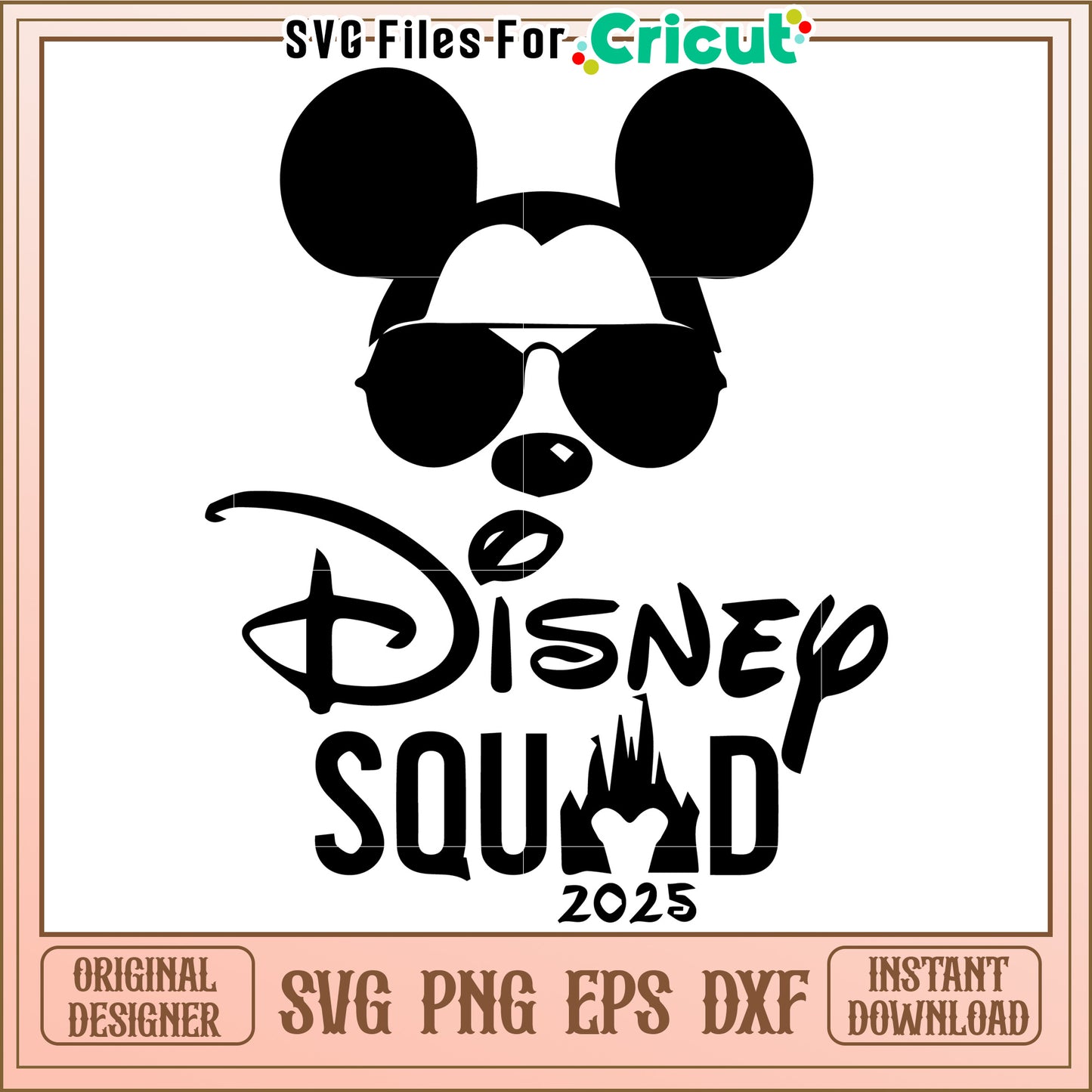 Disney Squad 2025 logo design featuring a stylish character, perfect for fans and collectors