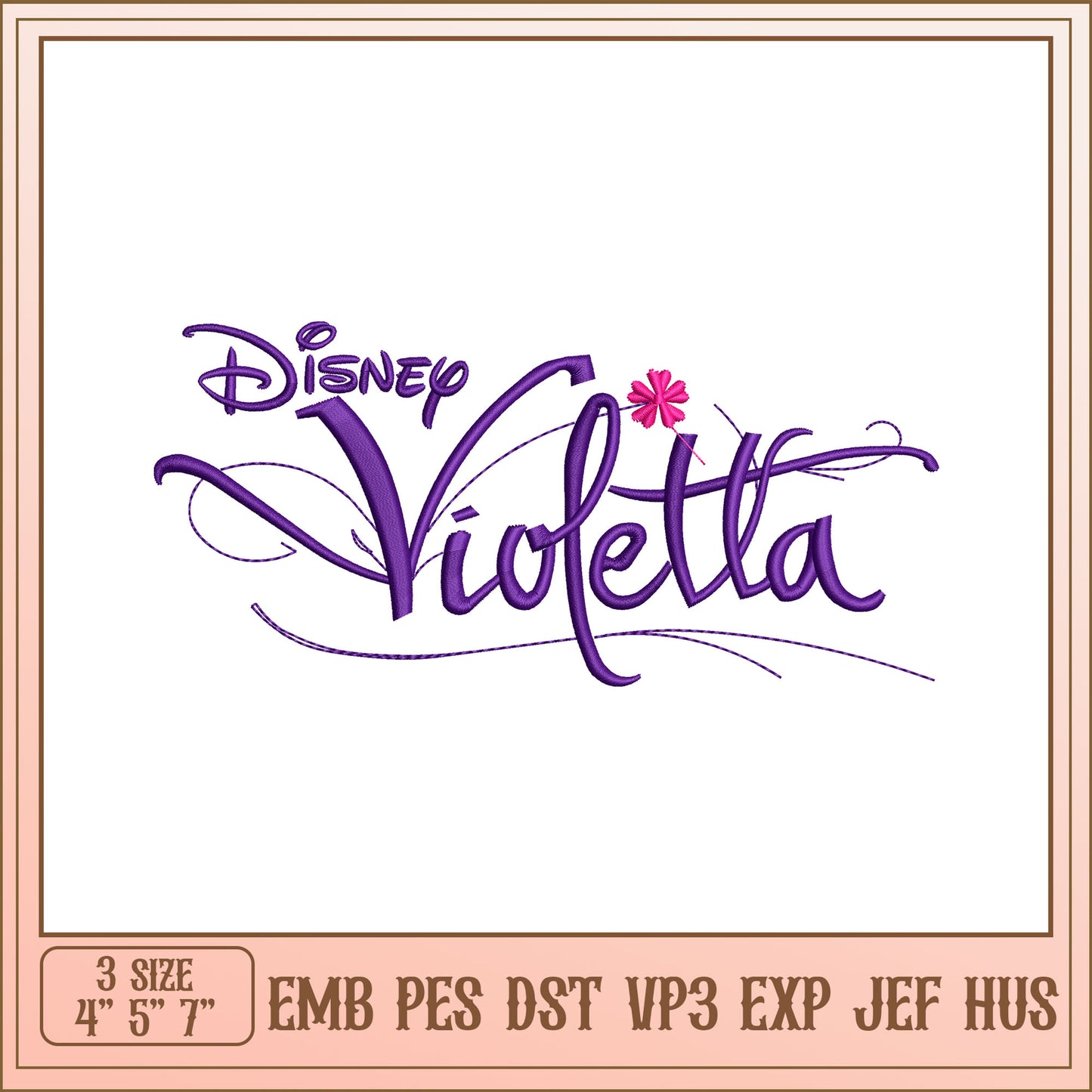 Disney Violetta Embroidery Design 4x7 Inch
