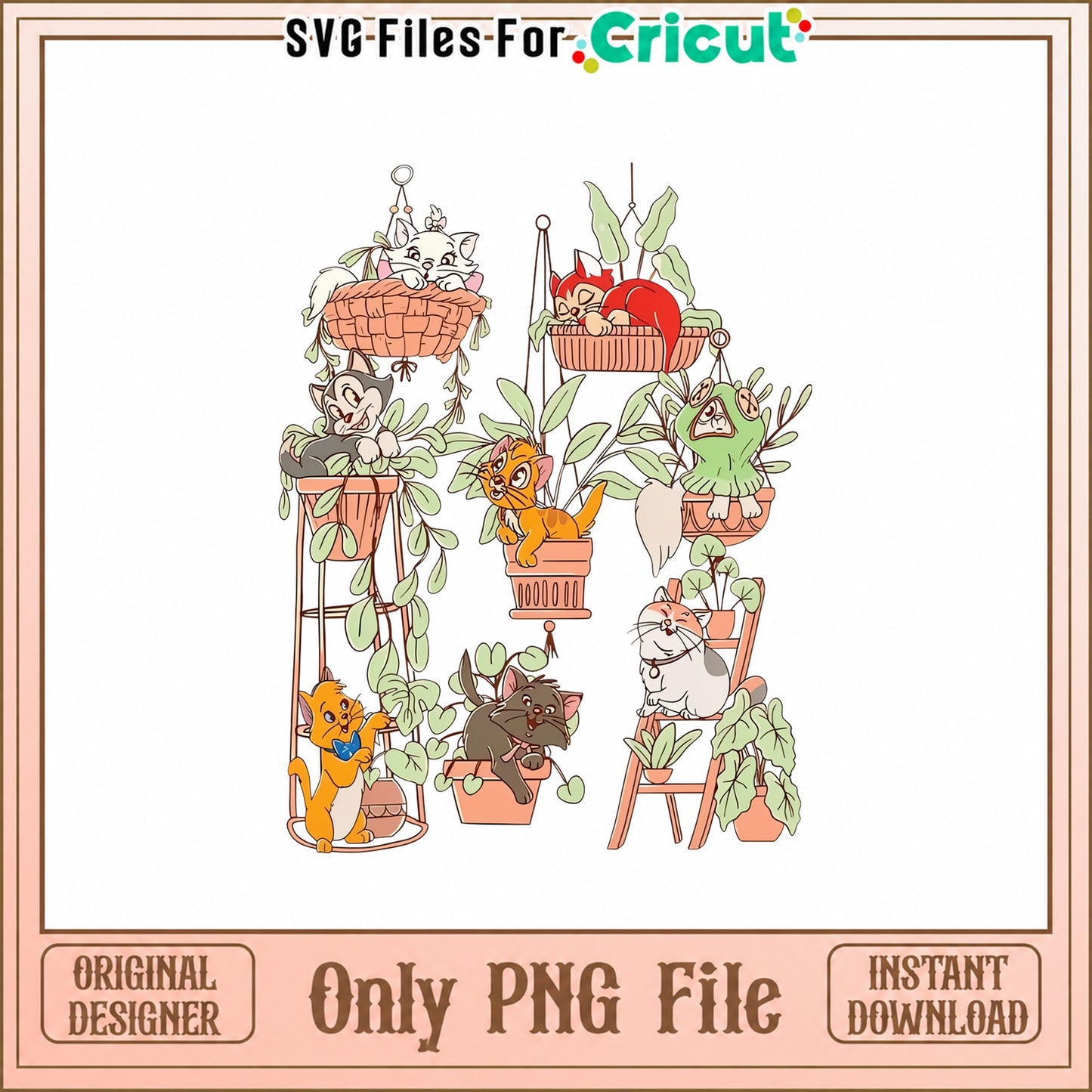 Disney Aristocats Cats In Plants PNG, Hanging Basket Cats, PNG