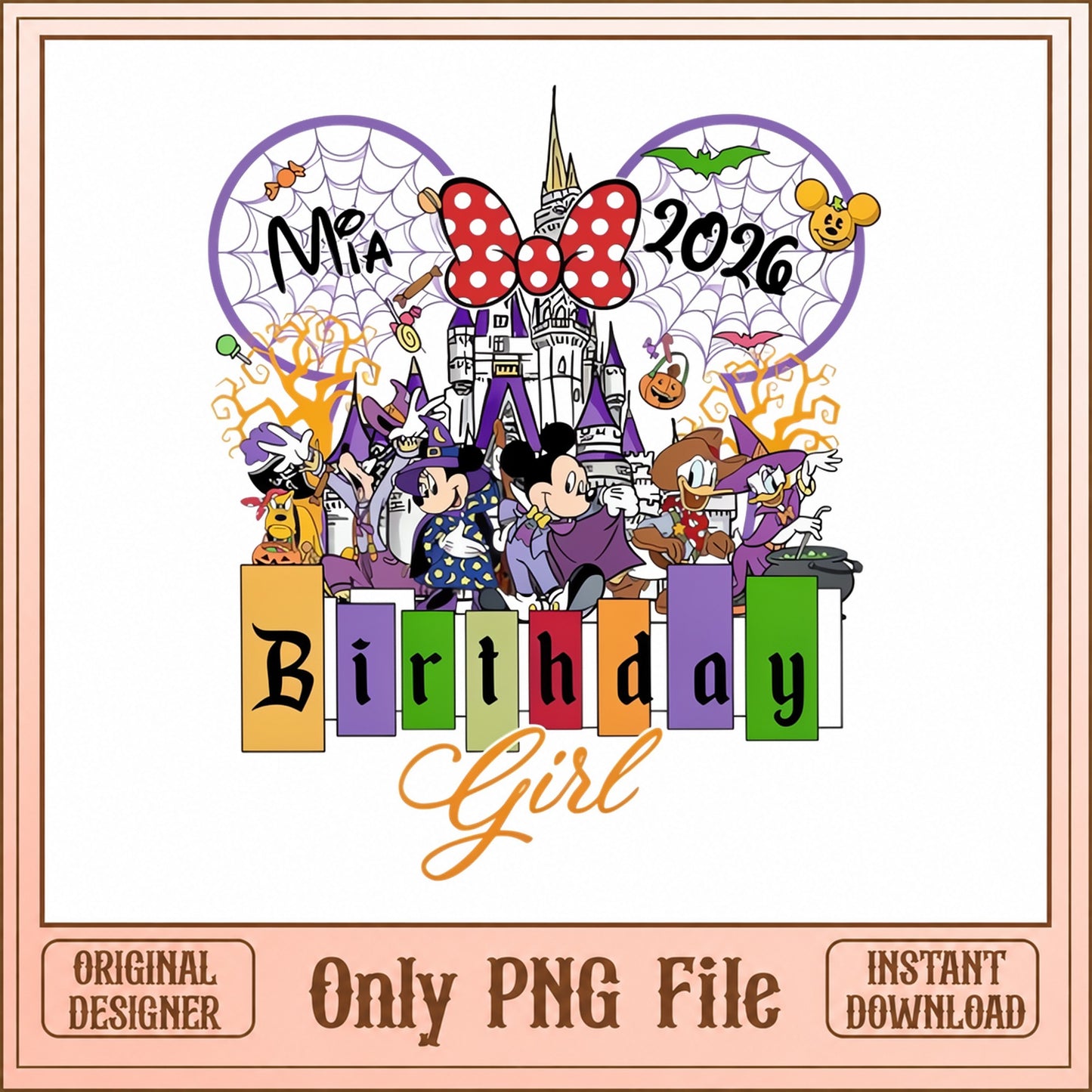 Disney Birthday Girl PNG, Mickey And Friends Halloween, PNG File