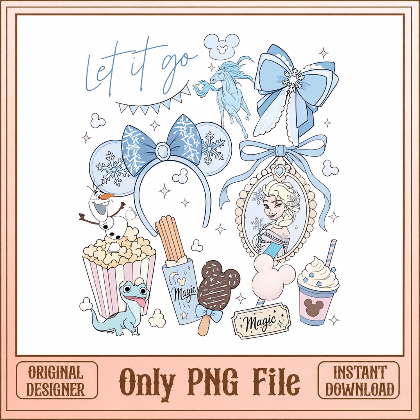 Disney Frozen Elsa SVG Bundle, Mickey Mouse Ears, Let It Go PNG