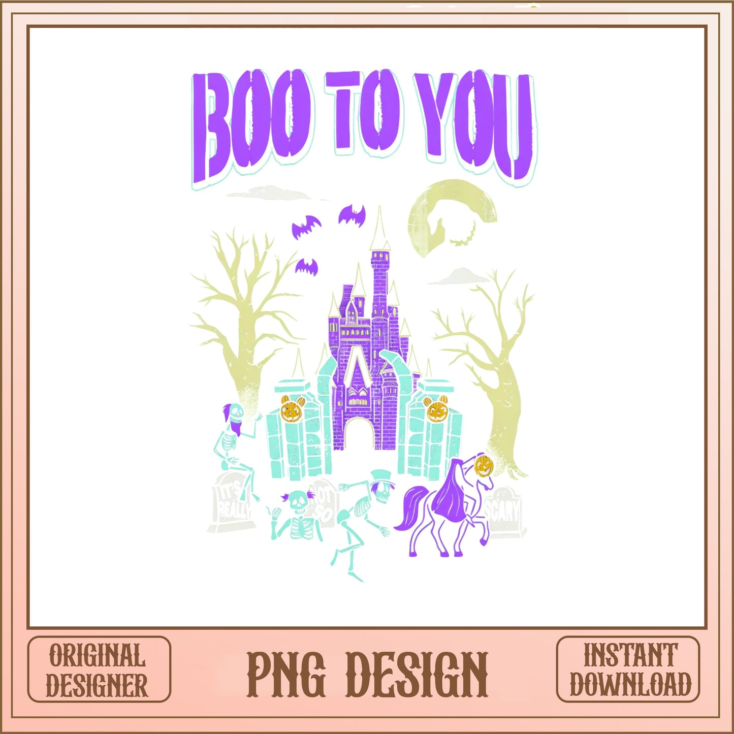 Disney Halloween Boo To You PNG, Haunted Castle PNG, Spooky Halloween PNG