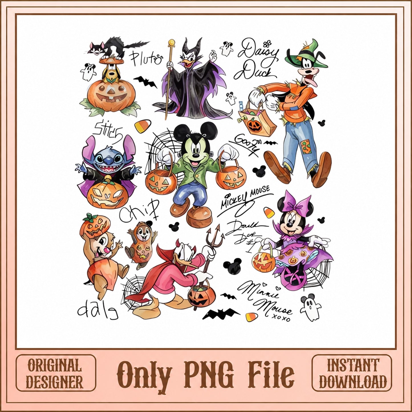 Disney Halloween PNG Bundle, Mickey Stitch Goofy, Halloween PNG