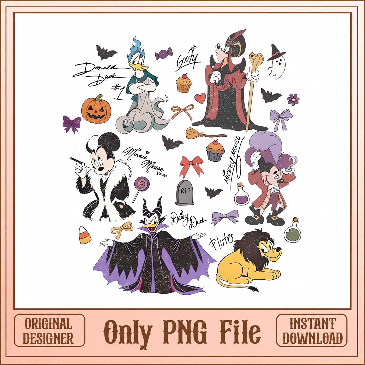 Disney Halloween SVG Bundle, Mickey Minnie Goofy, Donald Duck PNG
