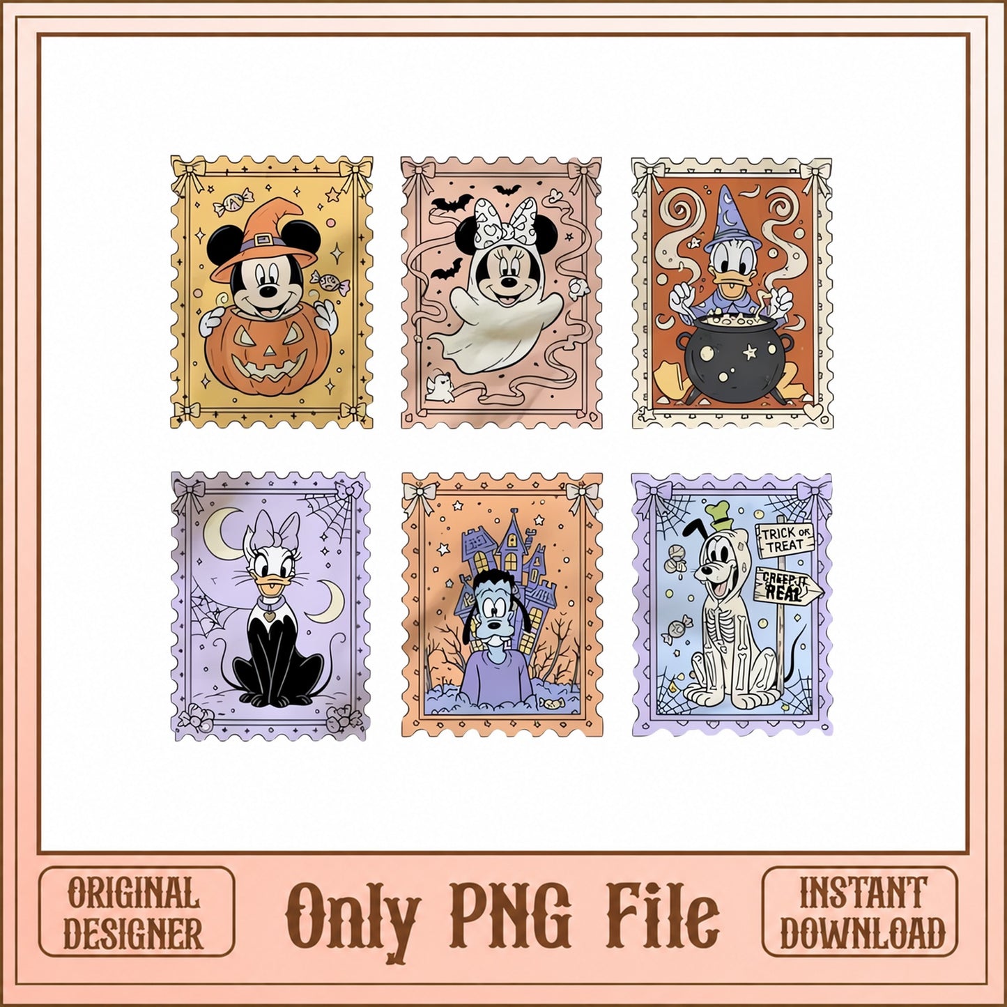 Disney Halloween Stamp Bundle, Mickey Minnie Donald Goofy, PNG