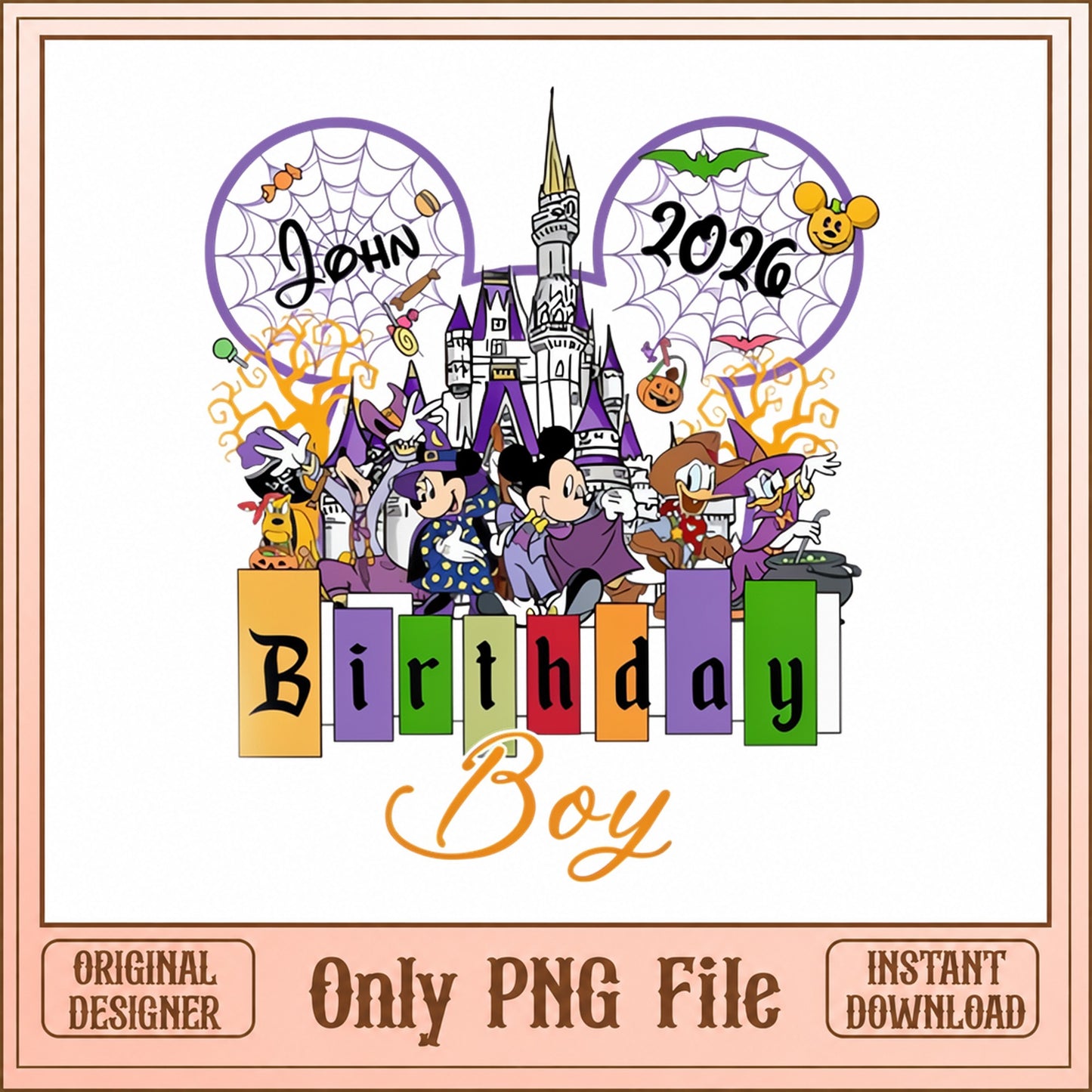 Disney Mickey Halloween Birthday Boy PNG, Castle Theme Party PNG