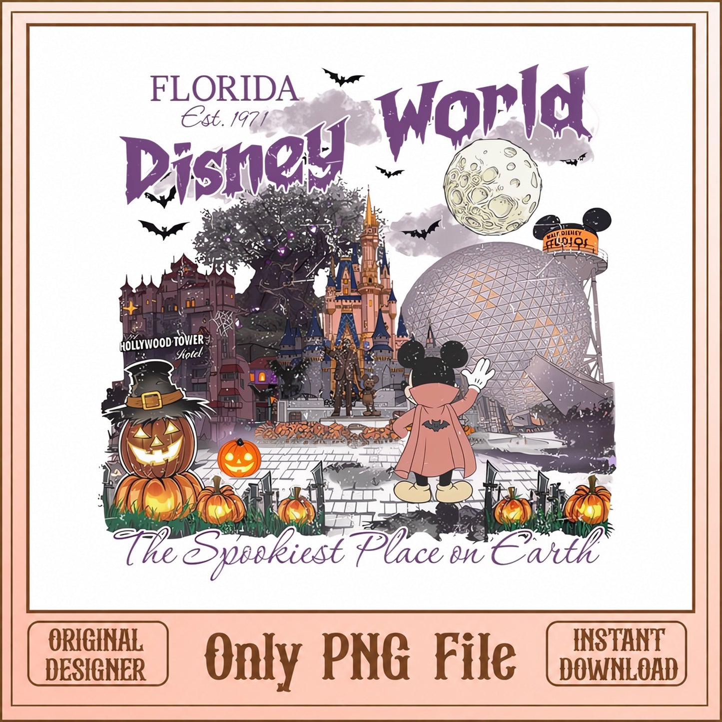 Disney World Halloween PNG, Florida Theme Park PNG, Spooky Mickey PNG