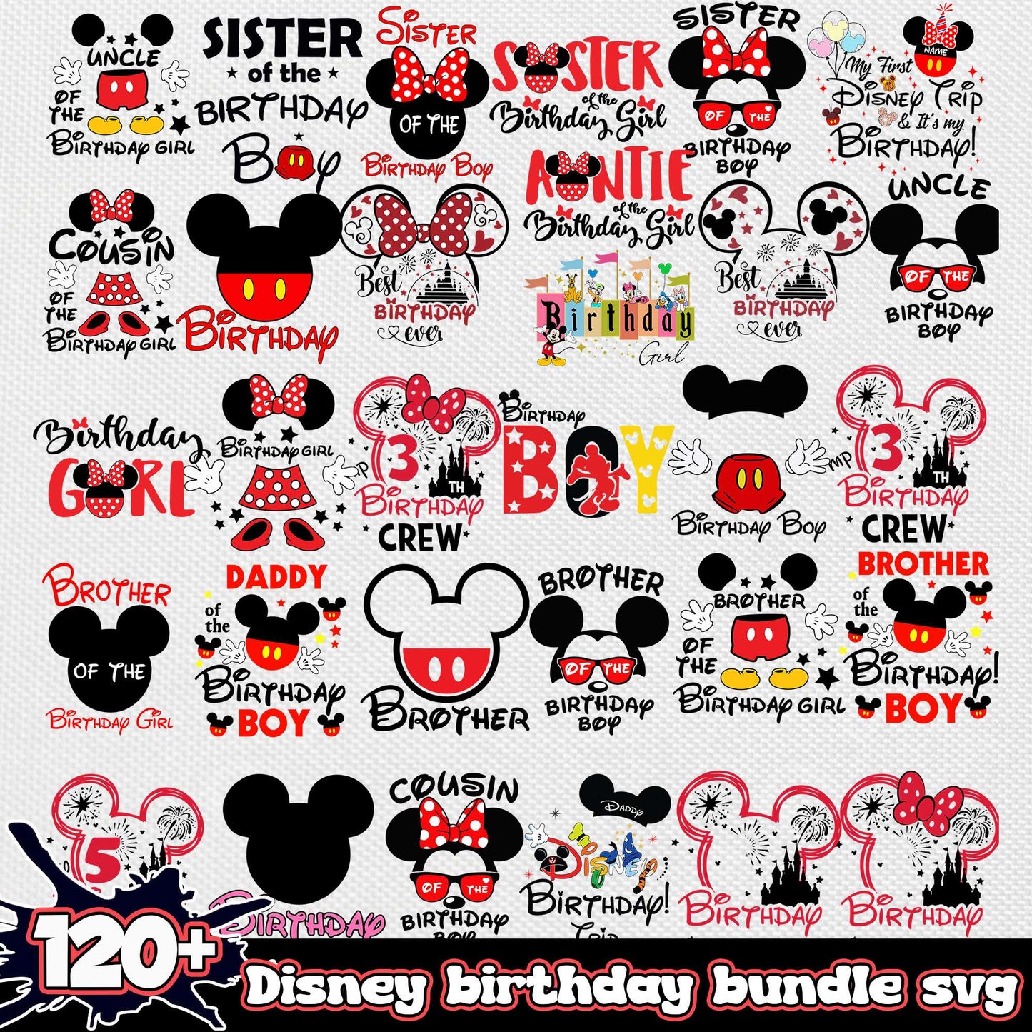 Sister of the birthday boy bundle svg, mickey mouse birthday svg