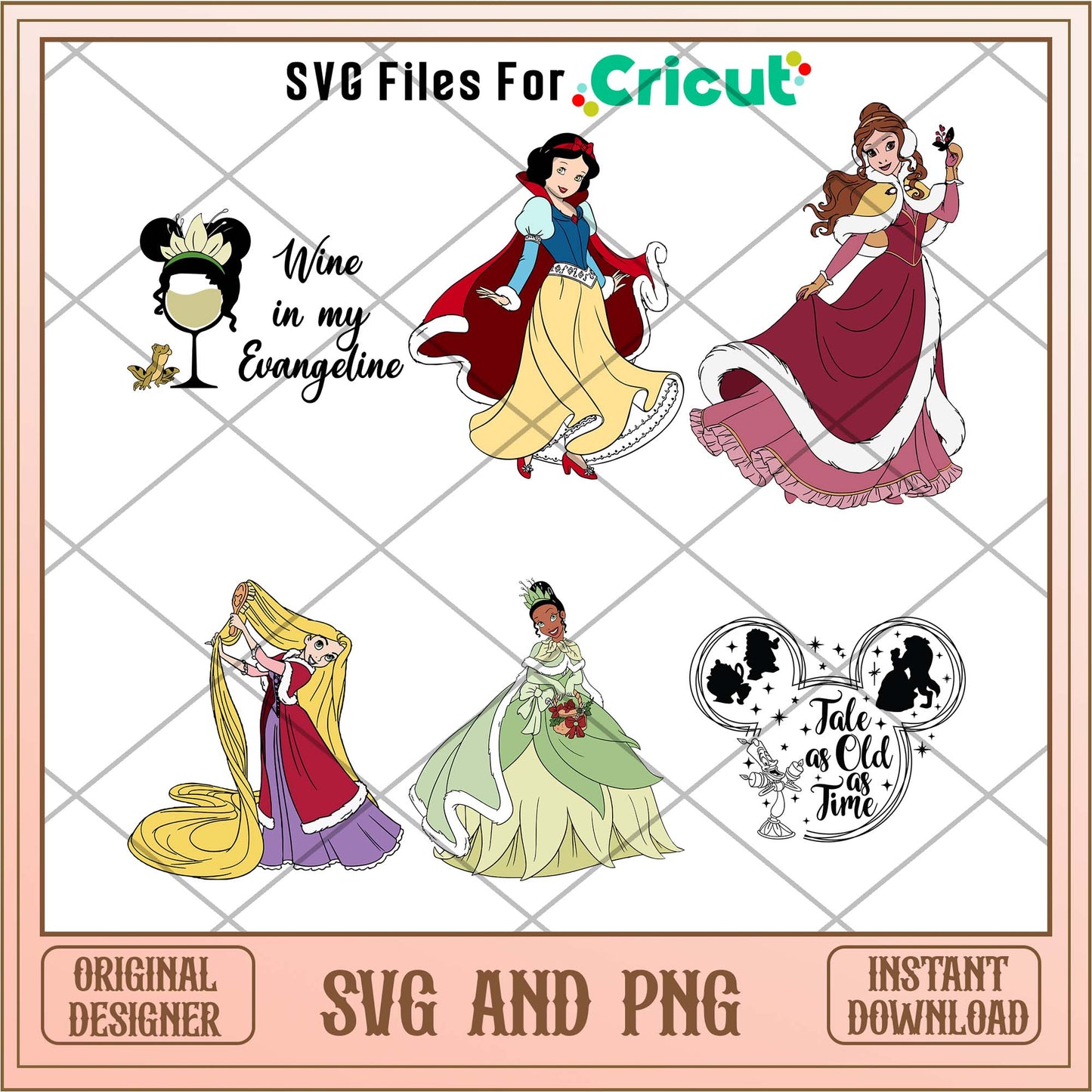 Disney cartoon princess svg bundle
