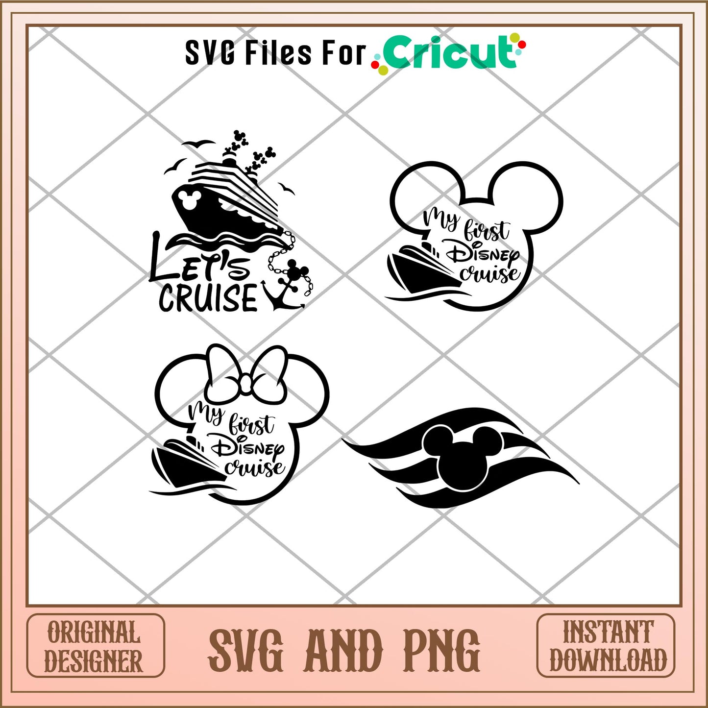 Disney cruise black and white svg bundle