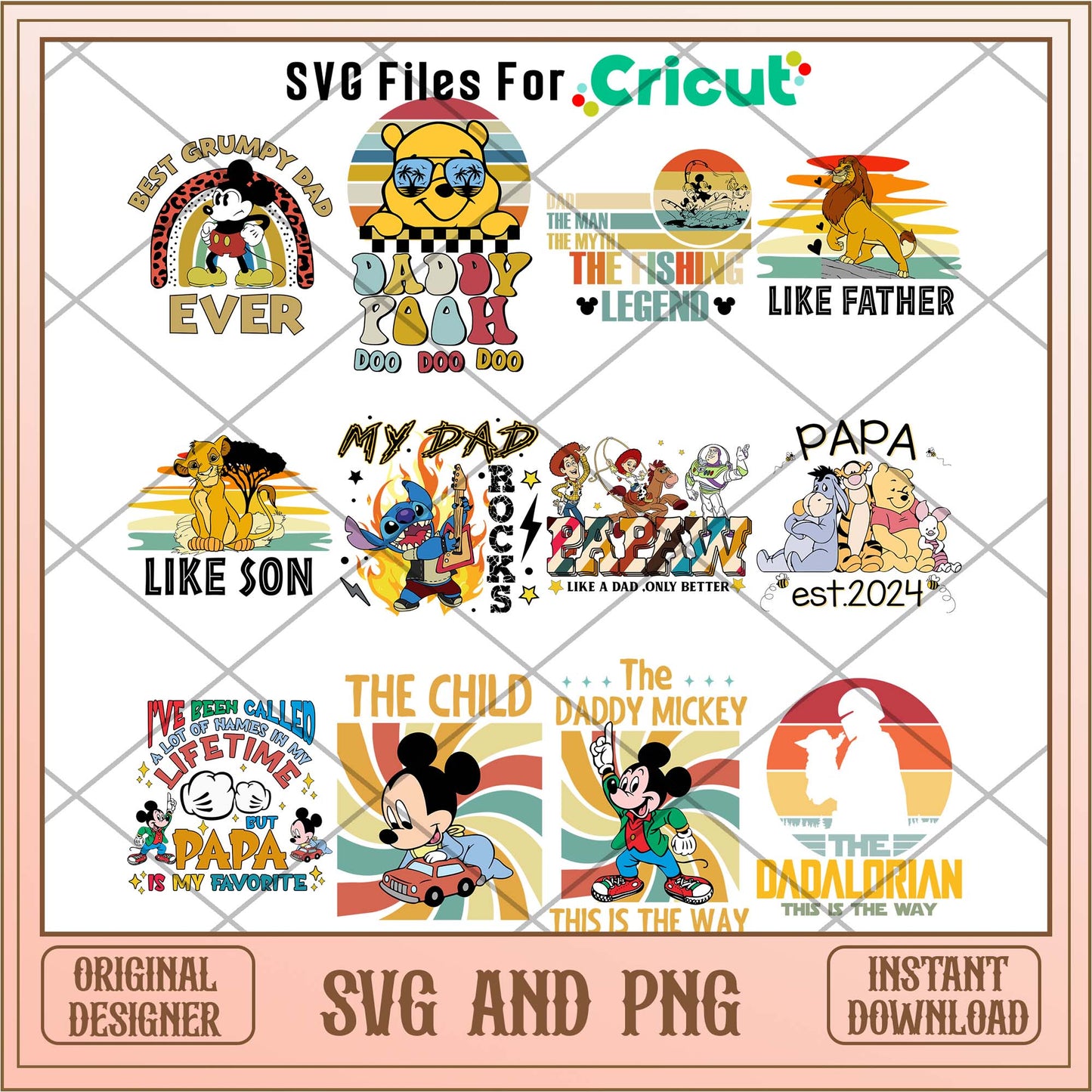 Disney like father like son svg bundle