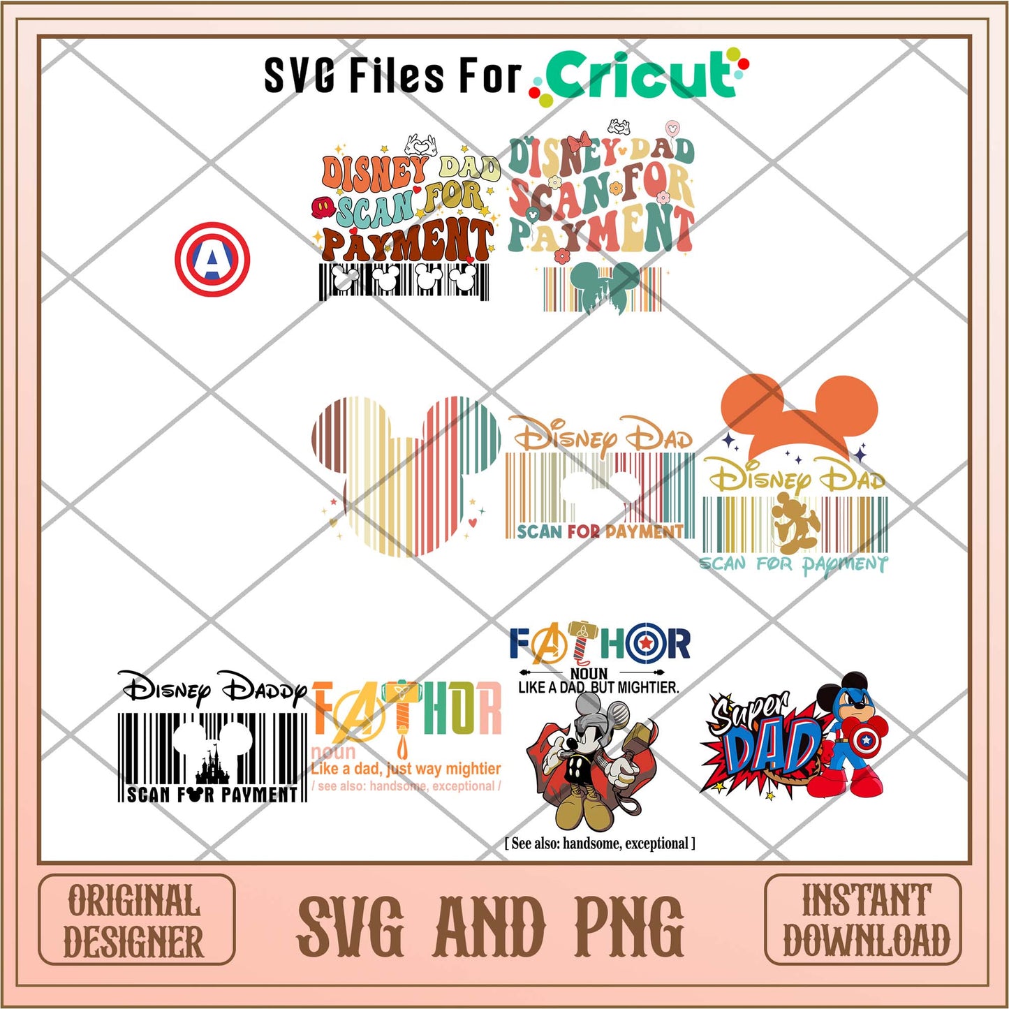 Disney dad barcode svg bundle