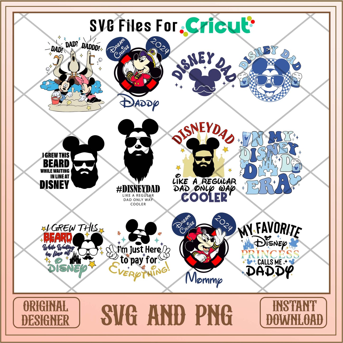 Disney dad beard art svg bundle