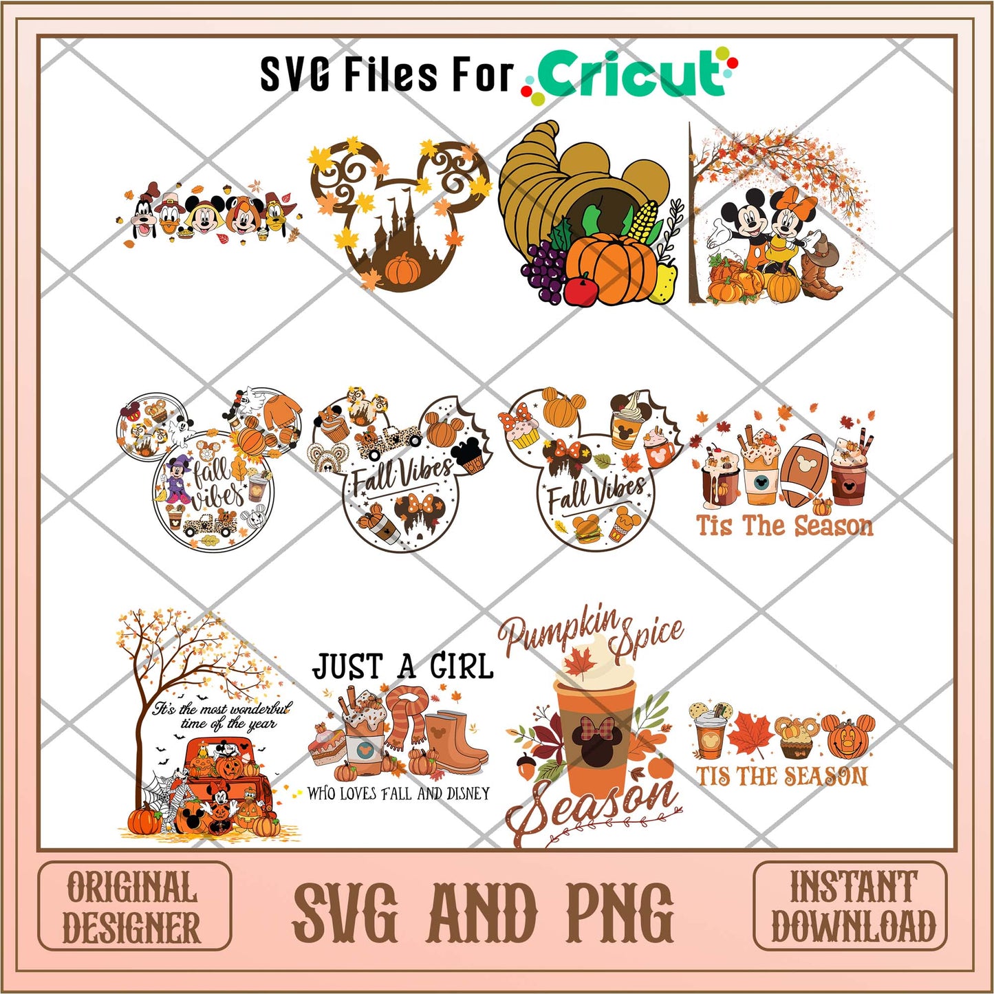 Disney fall vibes svg bundle for cricut