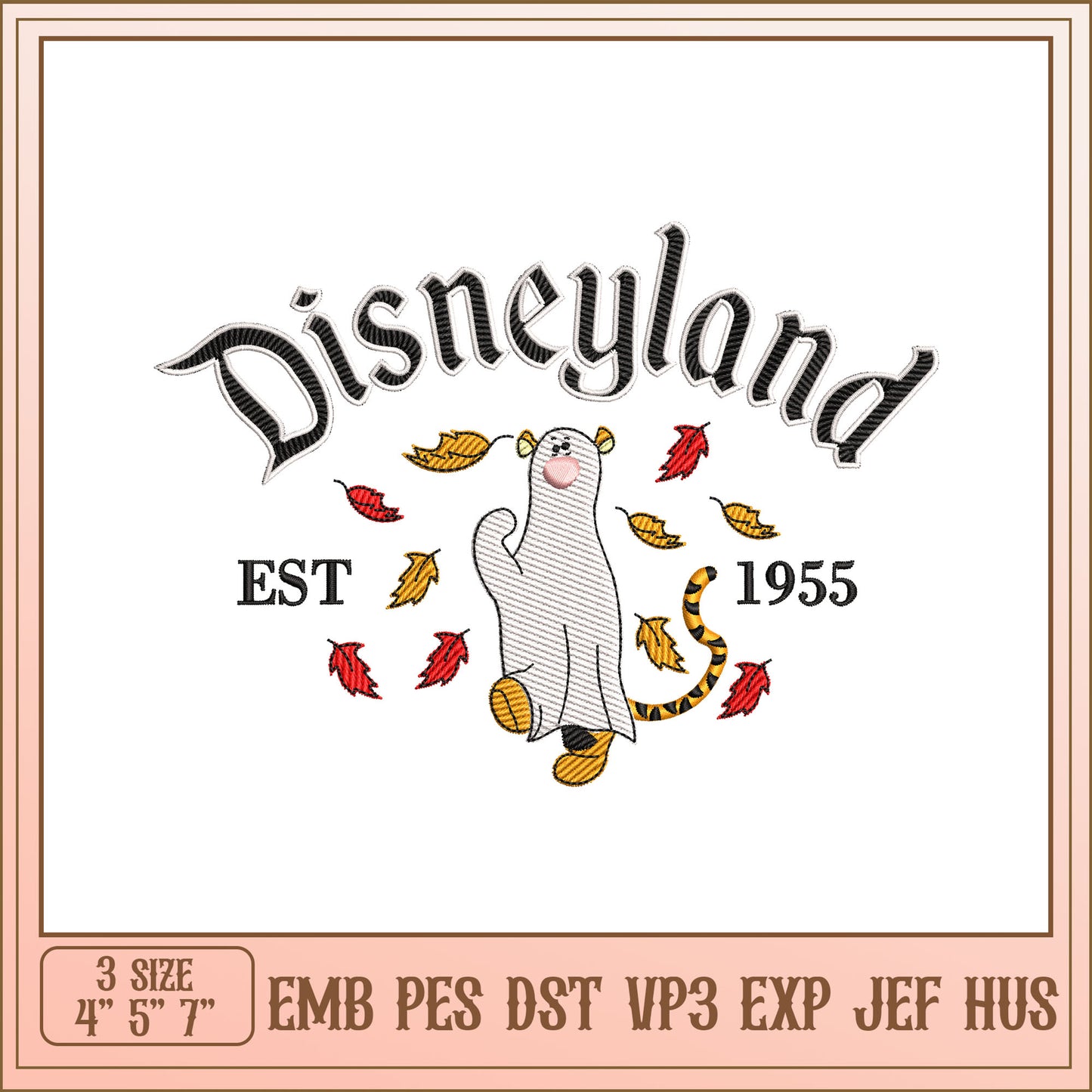 Disneyland Embroidery Design Fall Theme Established 1955