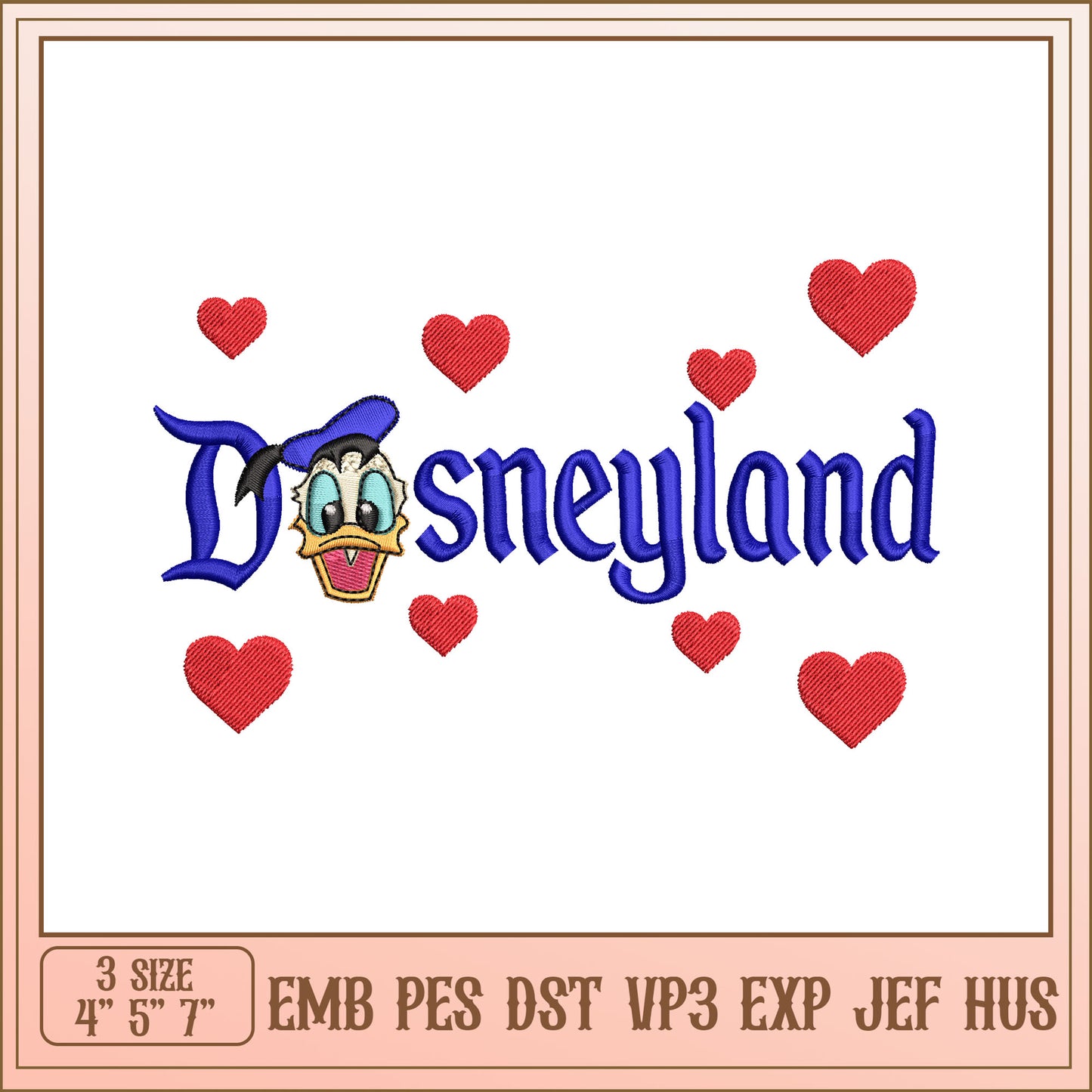 Disneyland Embroidery Design with Donald Duck