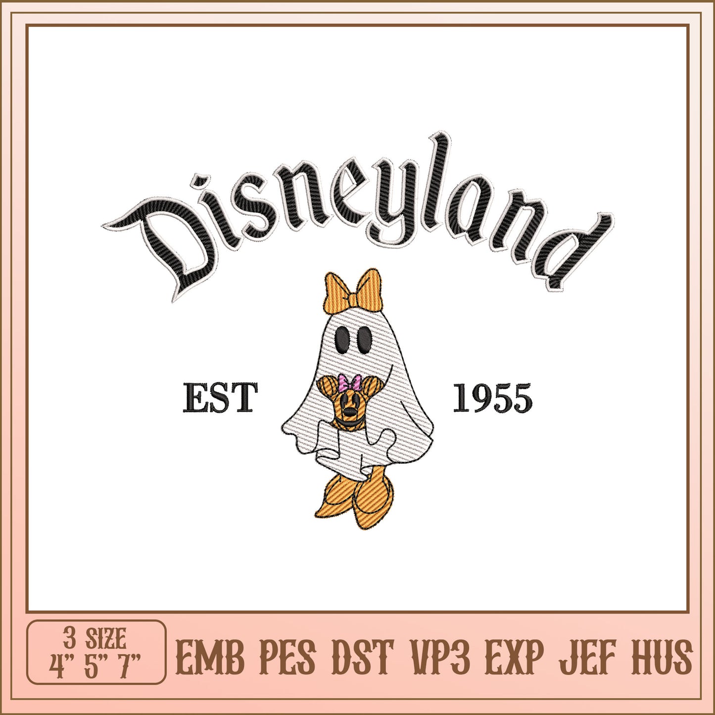 Disneyland Ghost Embroidery Design Vintage Style 1955 3 Sizes