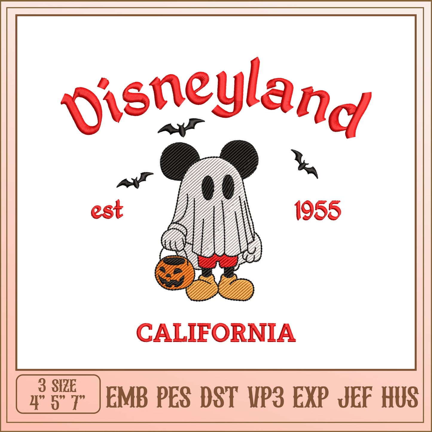 Disneyland Ghost Mickey Embroidery Design for Halloween Fun