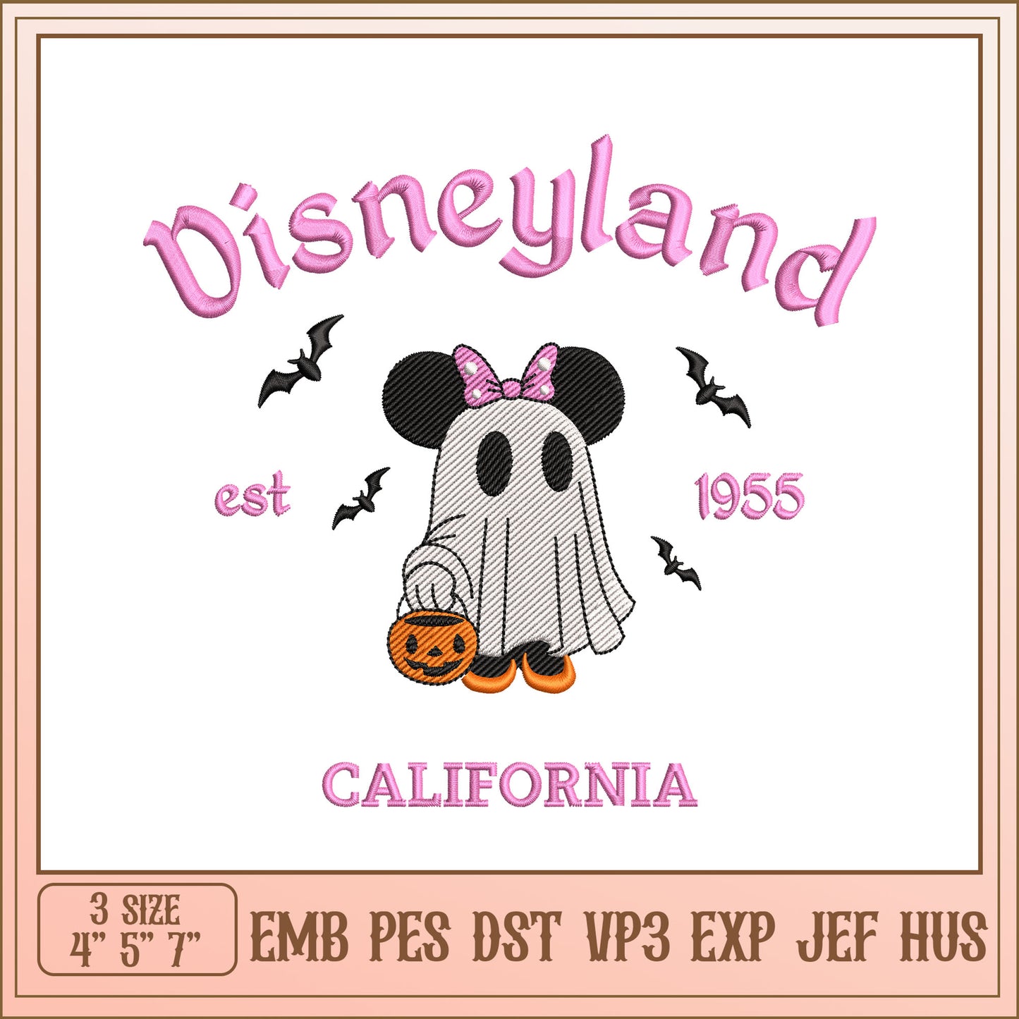 Disneyland Halloween Ghost Minnie Embroidery Design