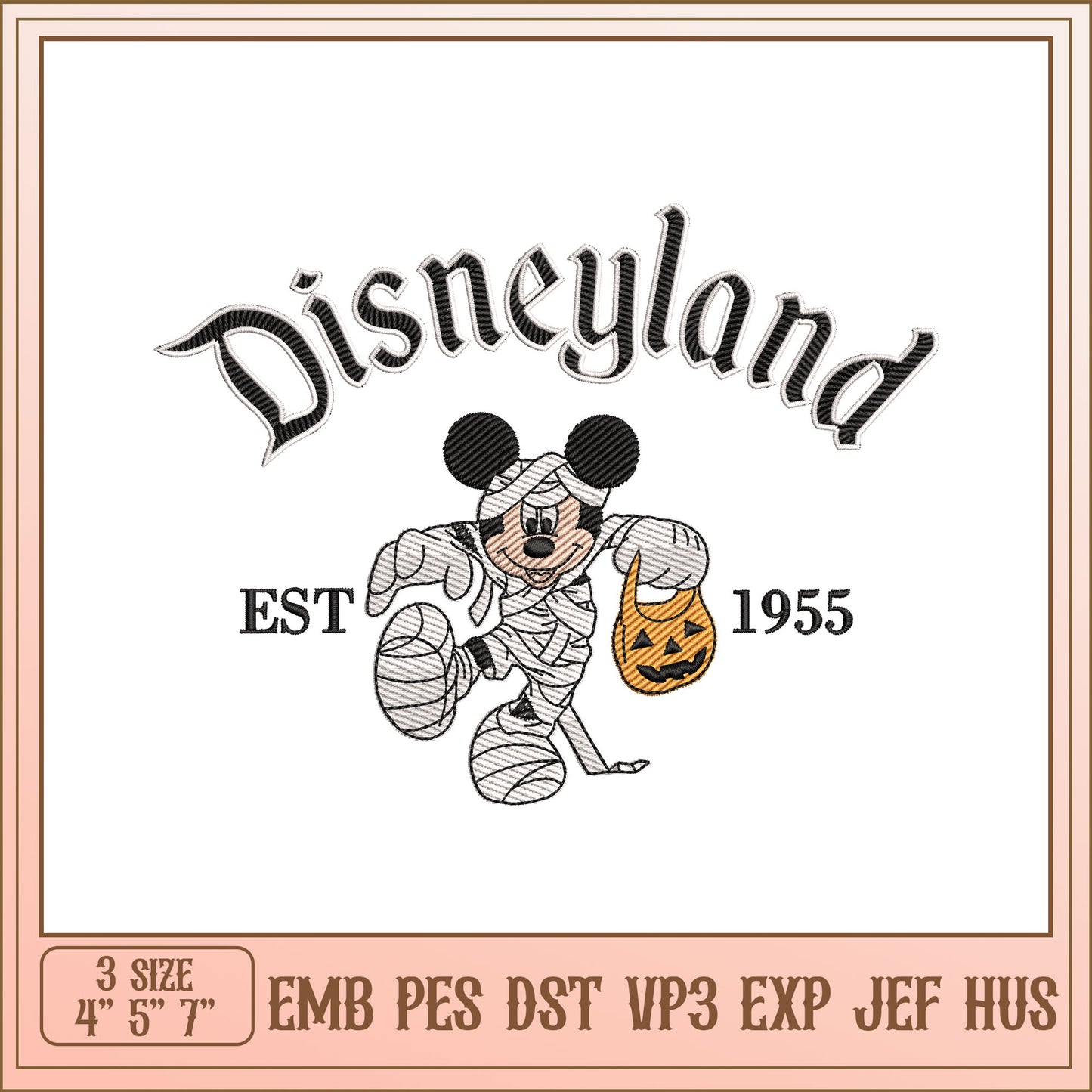 Disneyland Mummy Mickey Embroidery Design