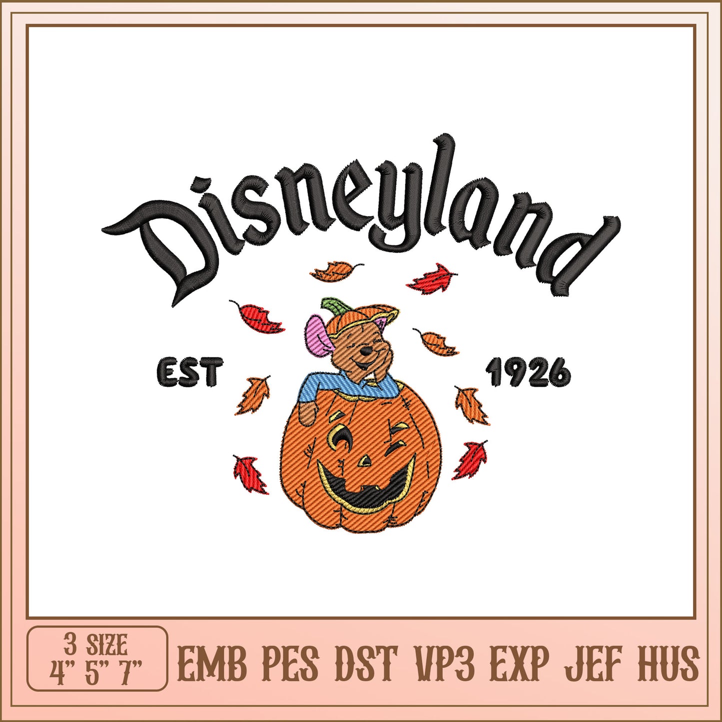 Disneyland Pumpkin Embroidery Design