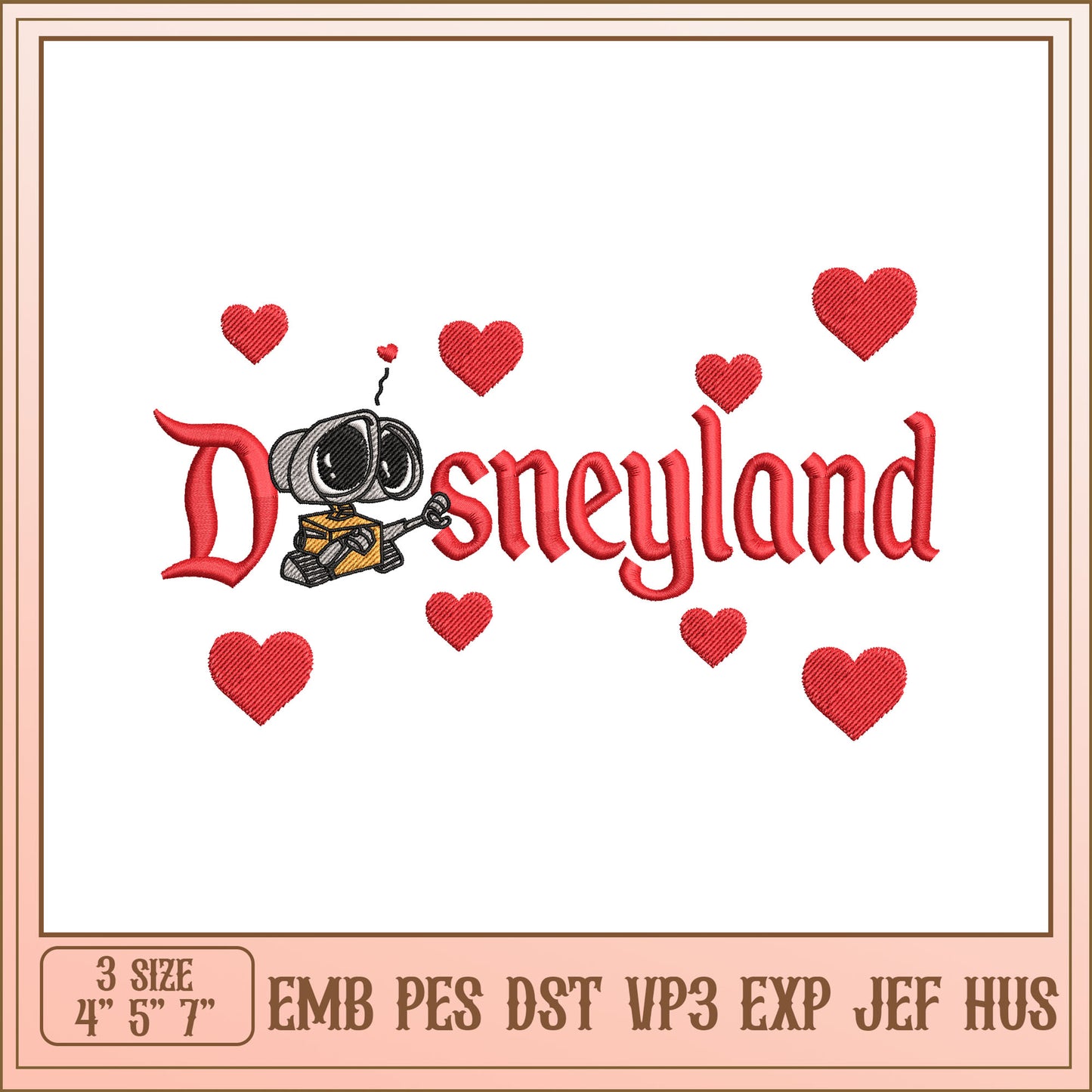 Disneyland WallE Embroidery Design
