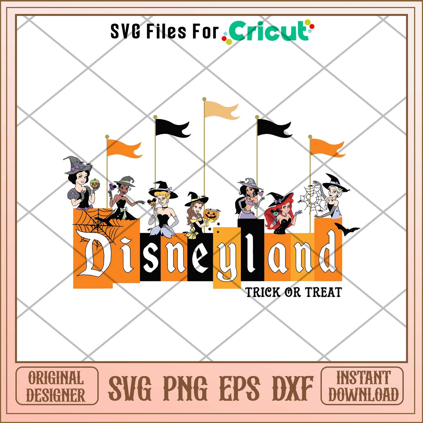 Disneyland trick or treat svg, Disney princess name svg, digital download