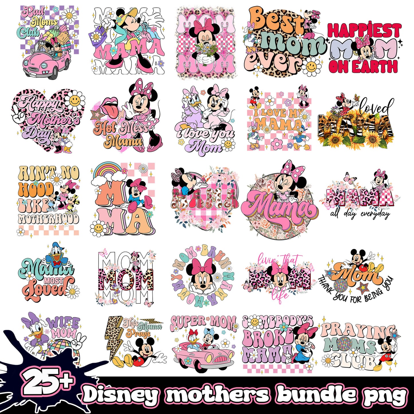Minnie happy mother's day bundle png, minnie mama png