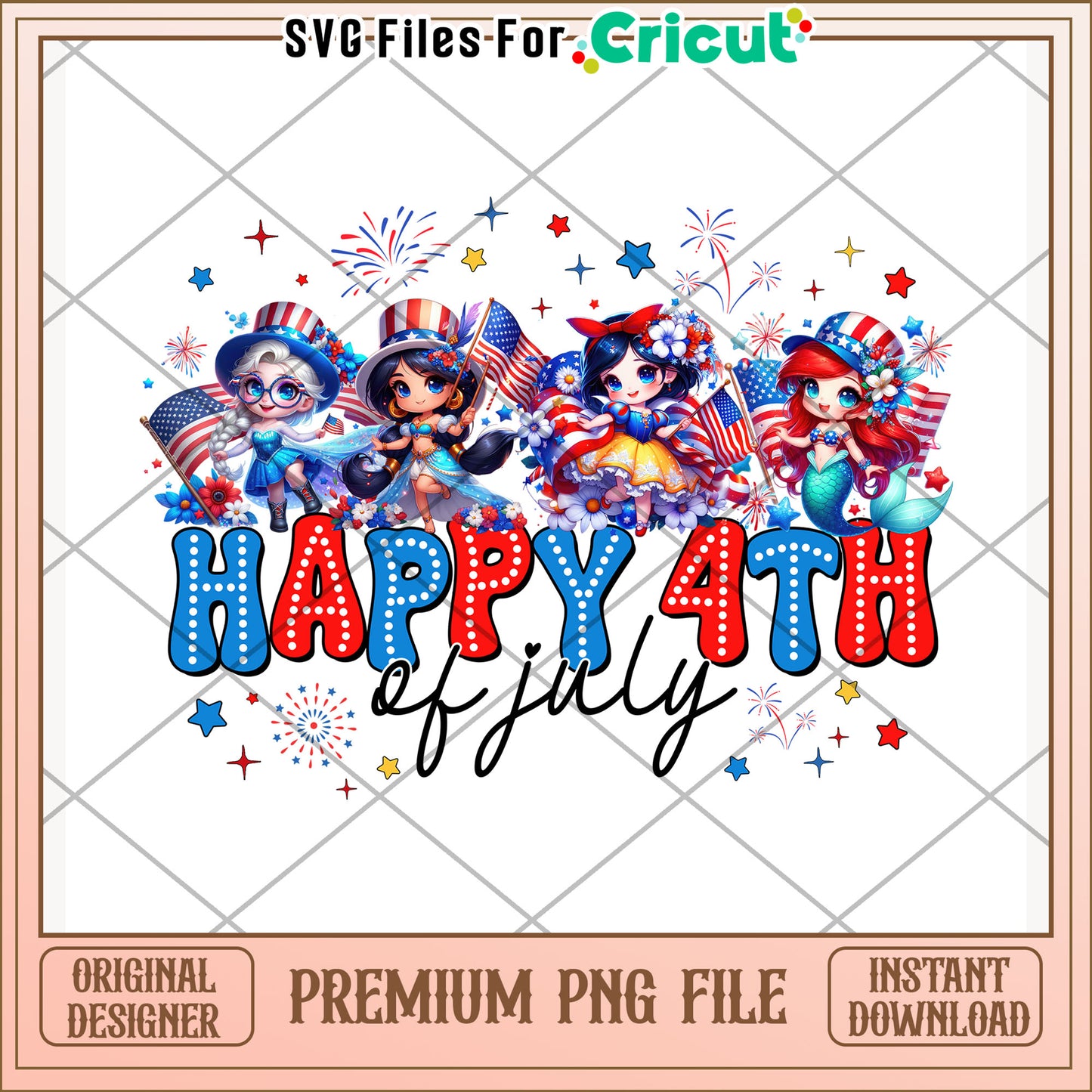 Disney princess happy 4th of july png, 4th of july design png, freedom day png