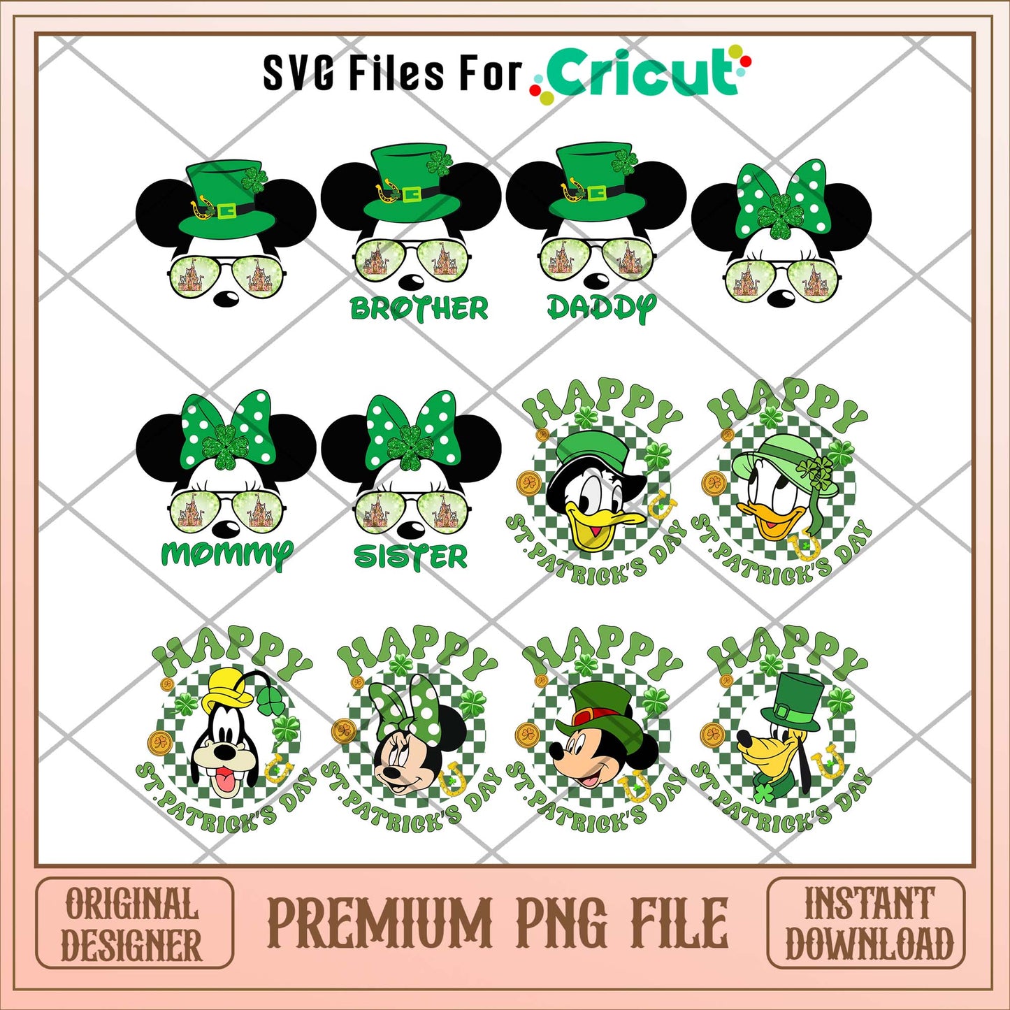Disney Mickey and friends St Patrick's Day PNG Bundle