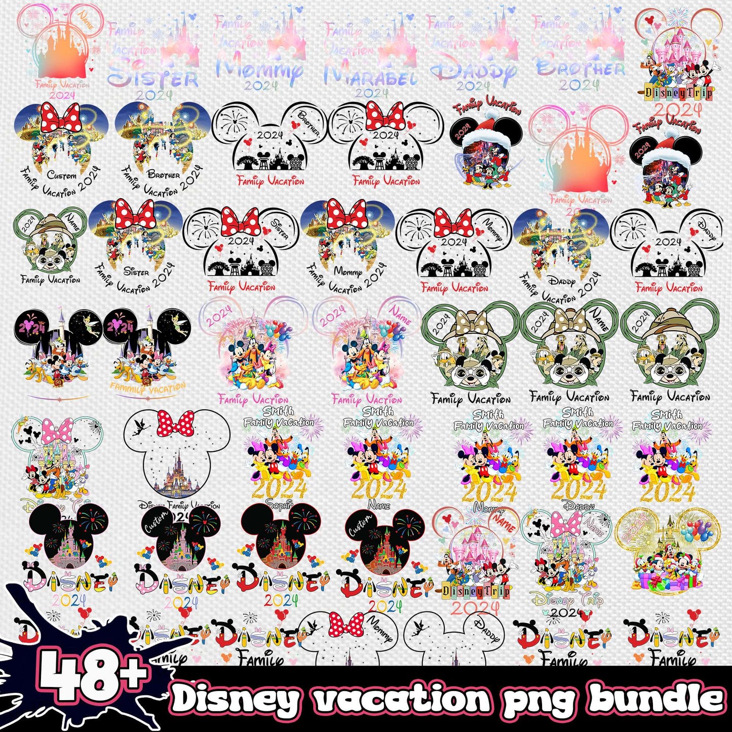 Mickey ears family vacation bundle png, disney family vacation png