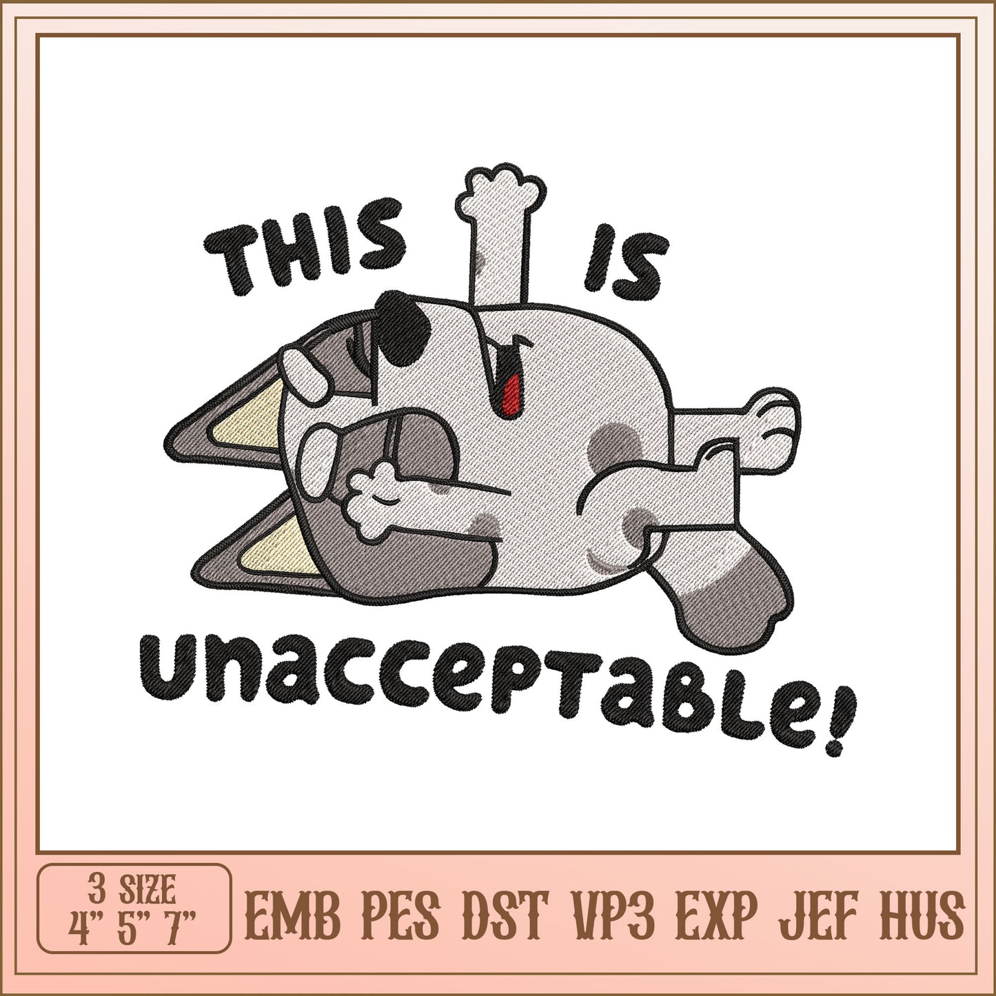 Dog Embroidery Design Unacceptable