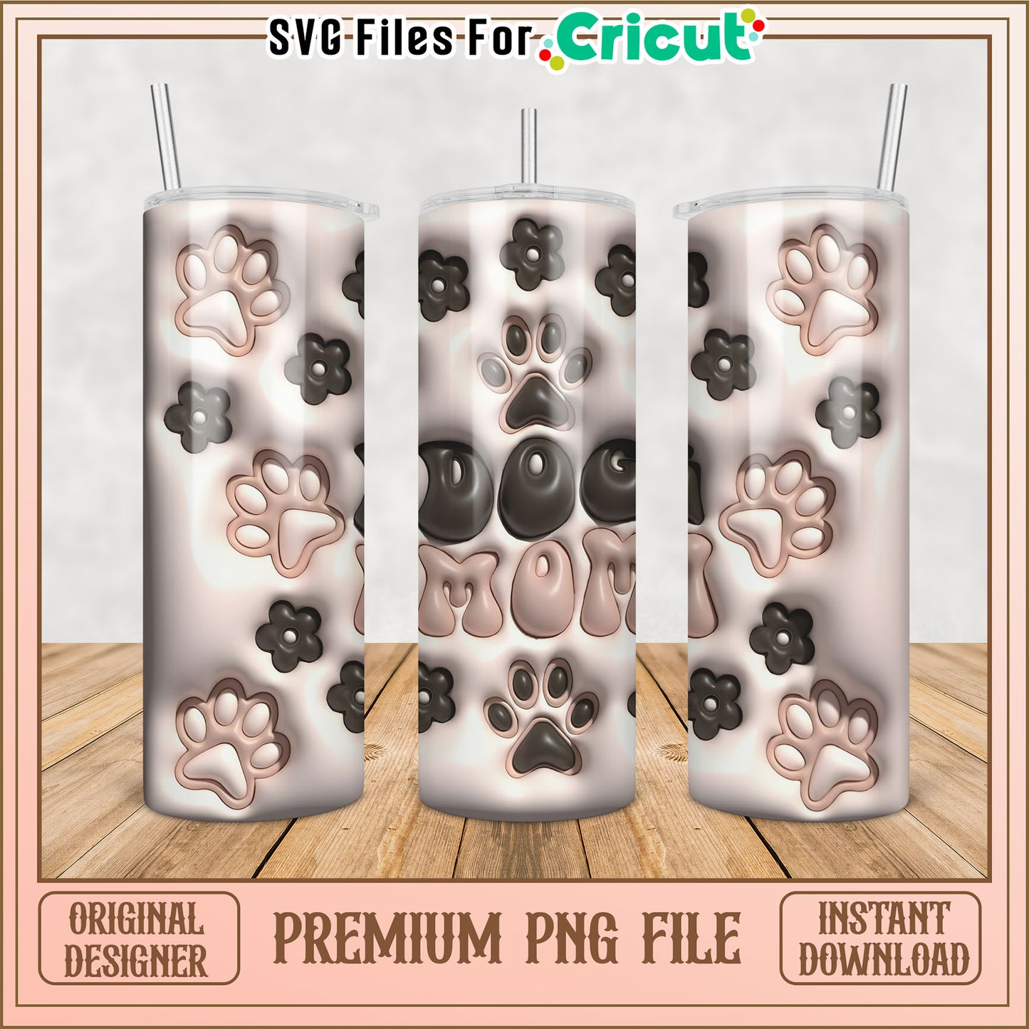 Dog Mom Tumbler PNG Design