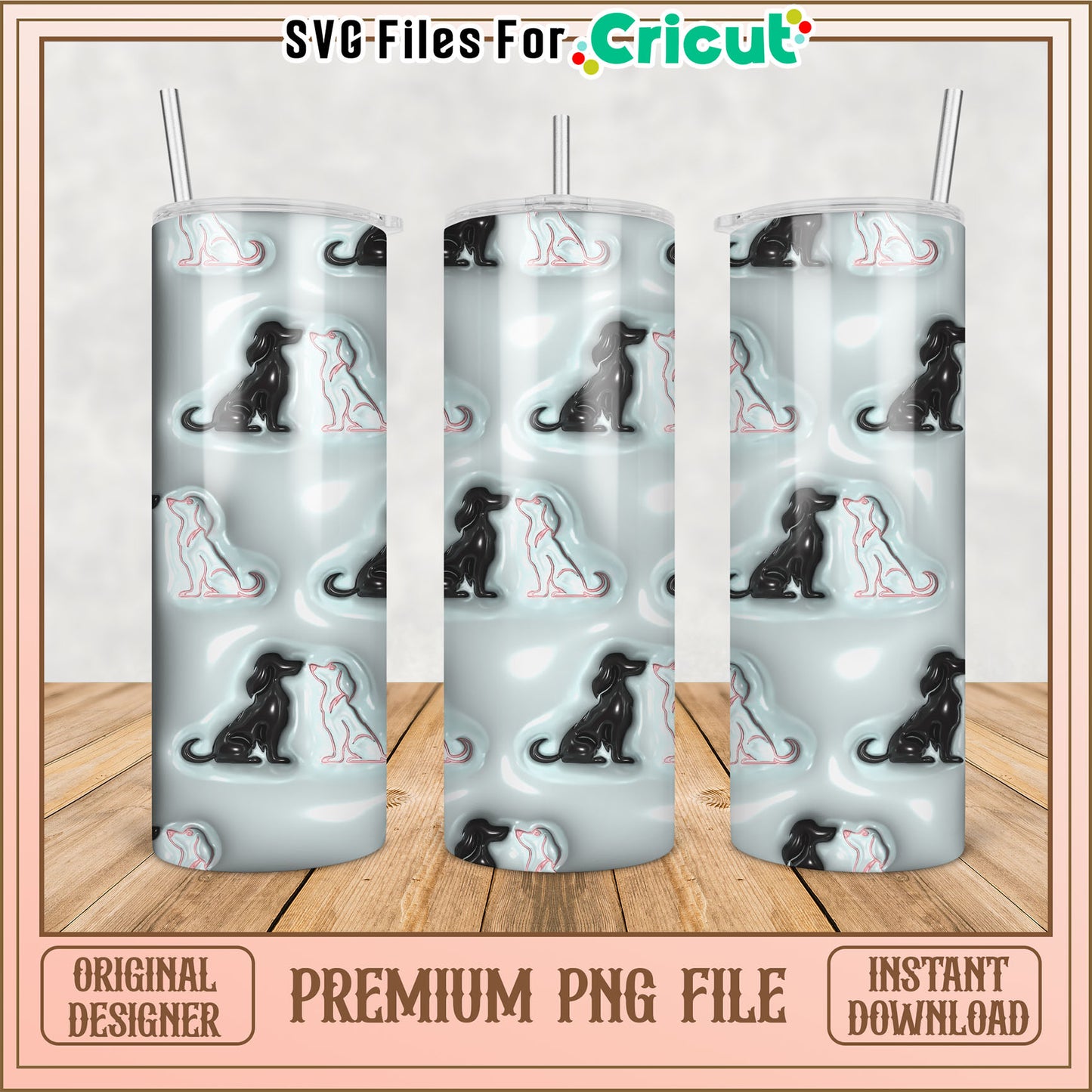 Dog Tumbler PNG Sublimation Design