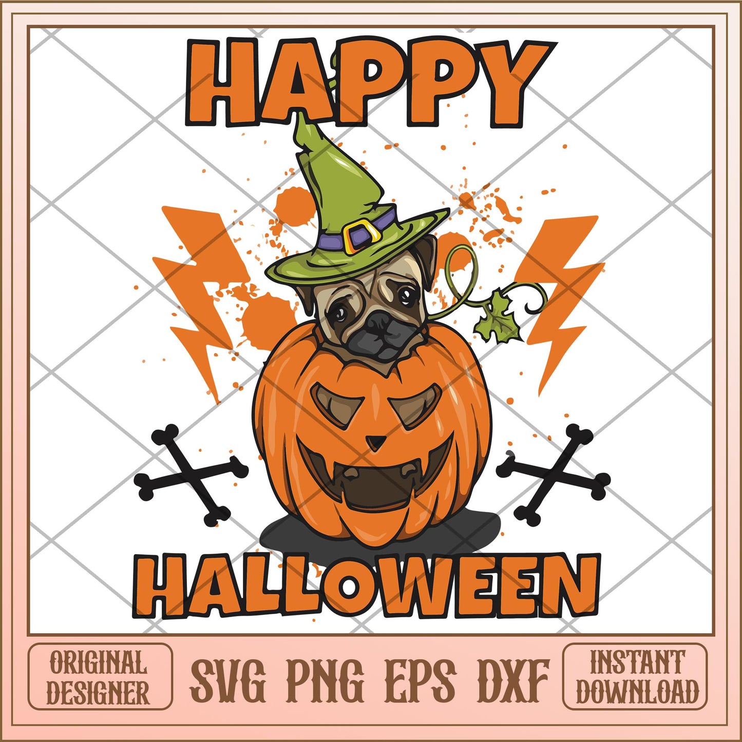 Dog pumpkin Happy halloween svg, halloween characters svg, digital download