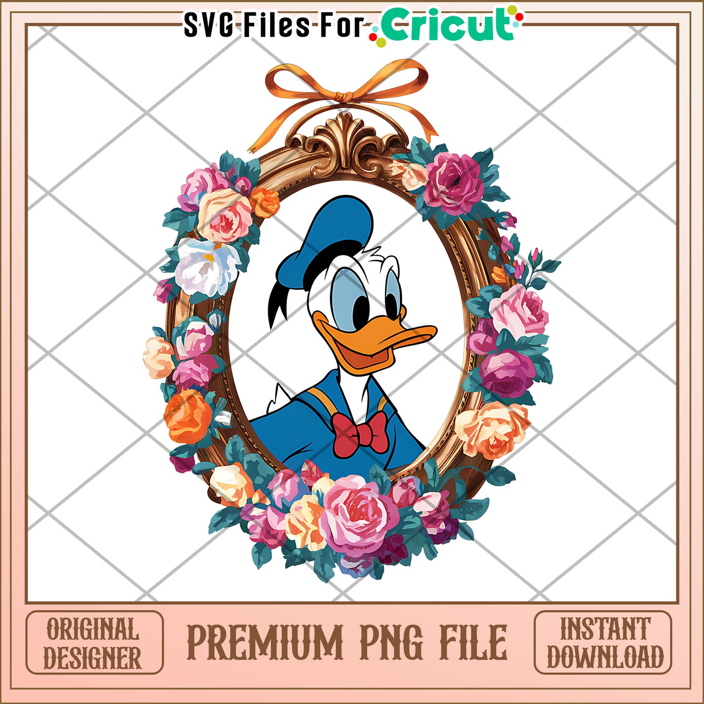 Donald Duck Floral Frame PNG, perfect for your creative projects